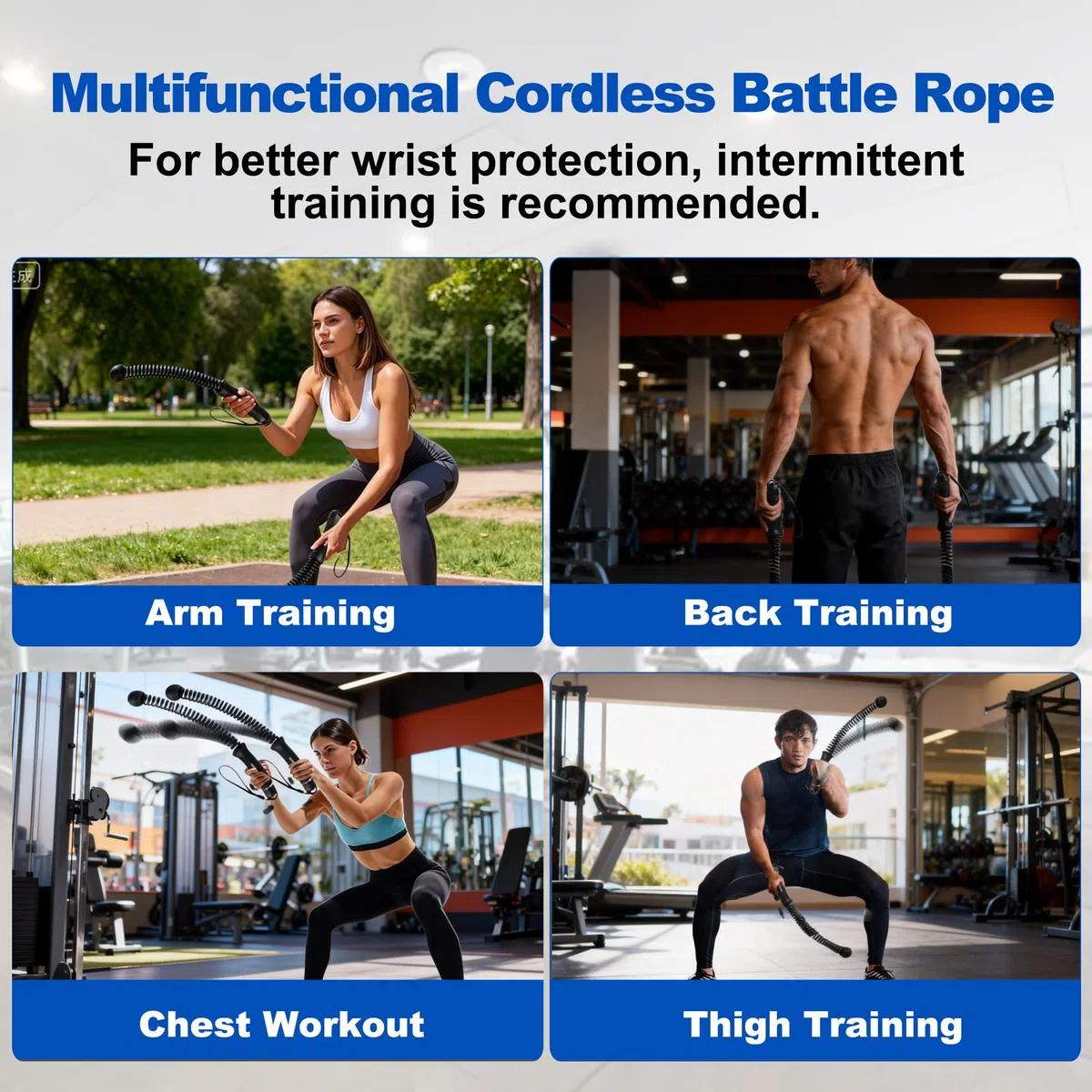 Cuerdas de Batalla con Peso Sin Cuerda (1 Pareja) - Battle Ropes Silenciosas para Entrenamiento en Casa - Equipo Fitness Portátil de Alta Resistencia - Ideal para Tonificar Brazos, Core y Cardio