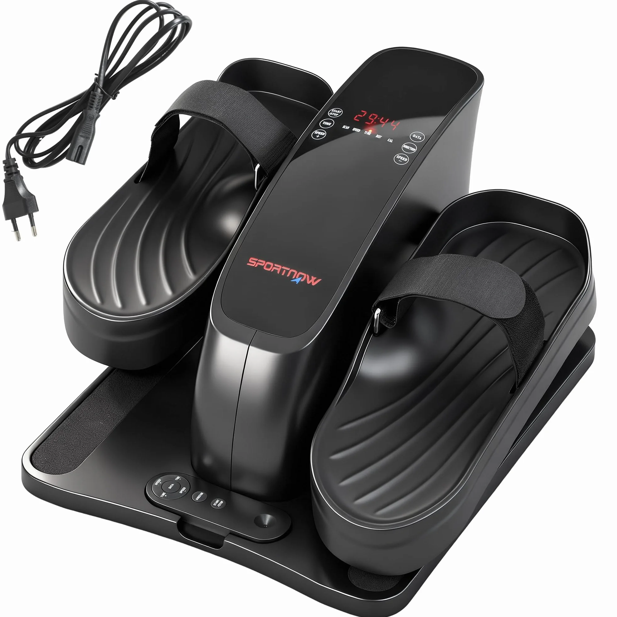 SPORTNOW Mini Bicicleta elíptica para casa Bicicleta elíptica eléctrica bajo el Fregadero con Mando a Distancia Pantalla LED 12 velocidades Antideslizante Silencioso Entrenador de piernas portátil
