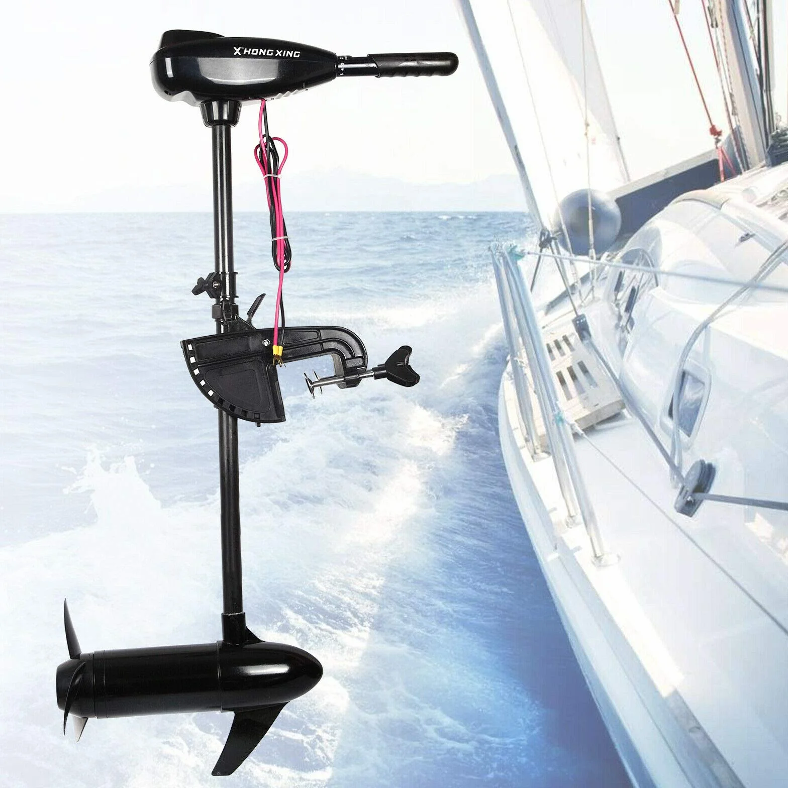 Motor eléctrico fueraborda, 800 W, 12 V, motor fueraborda, motor fueraborda, 80 LBS de alto rendimiento, motor de barco para barcos, botes inflables