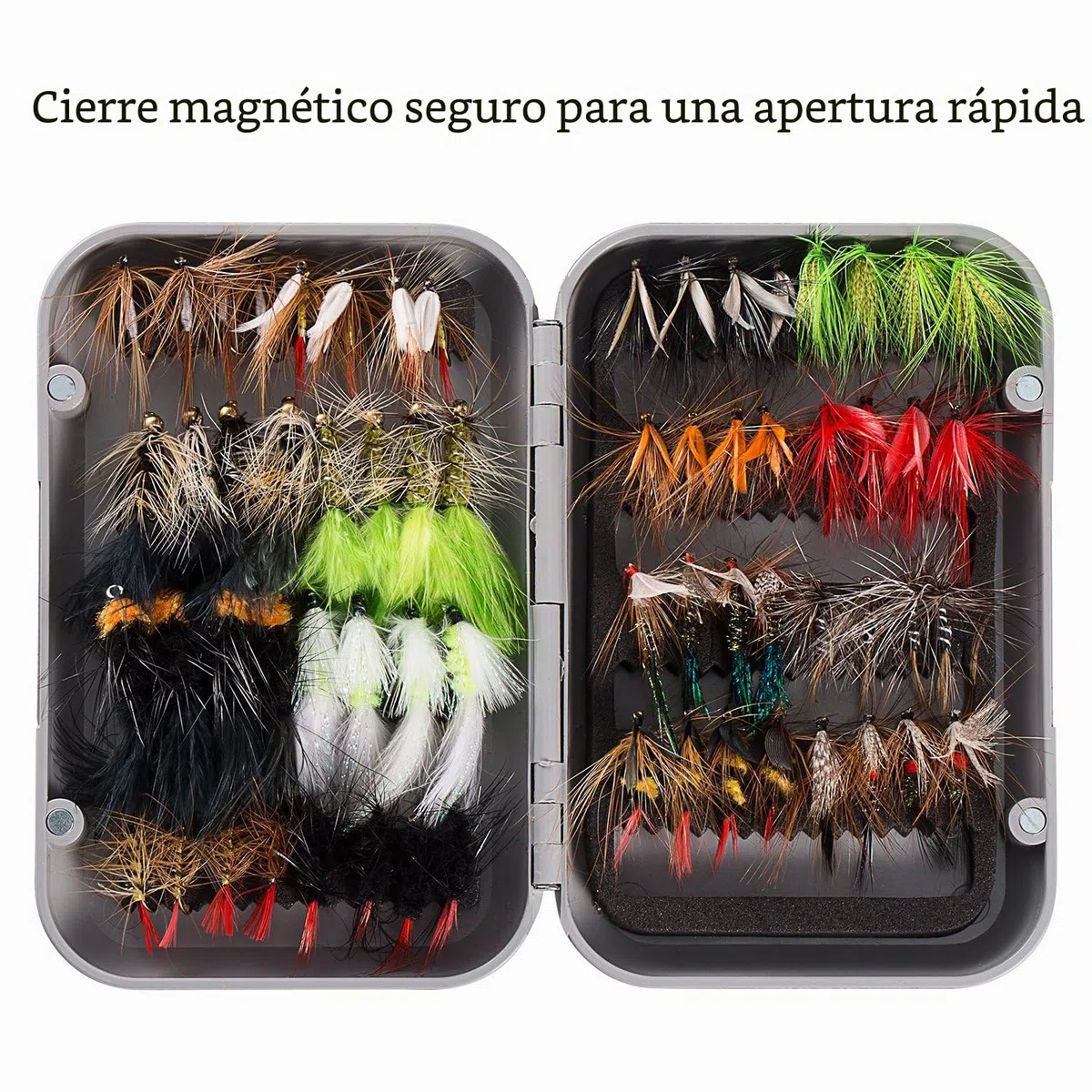 BASSDASH Kit de Moscas de Pesca con Mosca, Surtido de Moscas, Pesca de lubina con Caja de Moscas, 36/64/72/76/80/96 Piezas con Moscas secas/húmedas, ninfas, serpentinas, Popper