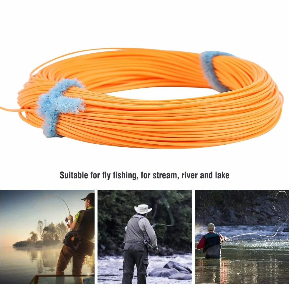 Alomejor Línea de Mosca Flotante WF 4/5/6/7/8, Línea de Pesca para Río Lago Arroyo, Nylon Resistente para Pesca con Mosca, Ideal para Stream y Agua Dulce (WF-6F)