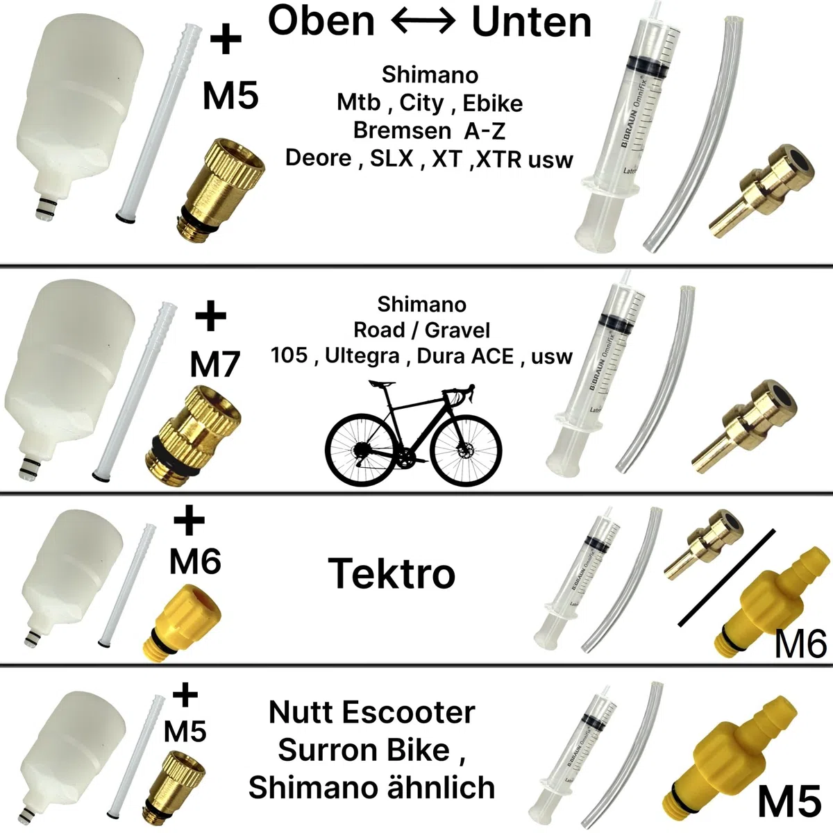 Shimano - Aceite mineral hidráulico de 500 ml + frenos de disco F26, kit de mantenimiento Pro Service Kit MTB City Ebike & STI Road Gravel Disc Purgador de Disco, Embudo con conector M5 M6 M7