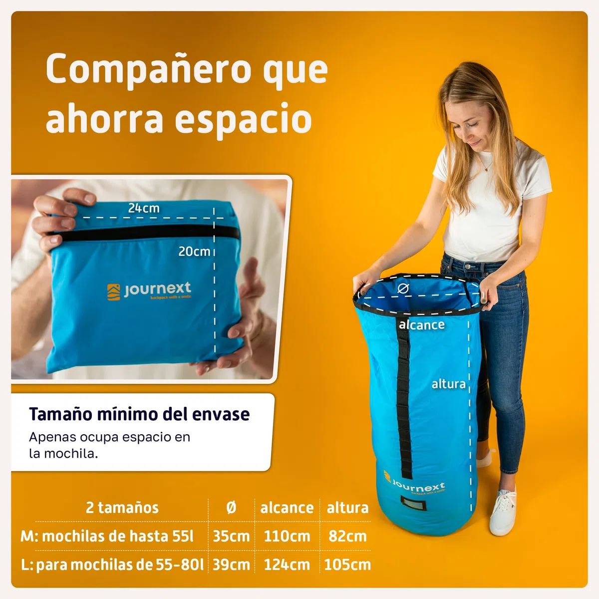 Journext 2en1 Funda de Mochila y Protector de Lluvia para Mochilas de Viaje | Funda para Mochila Viajar en avión y Tren | Flight Cover | Protección de Mochila