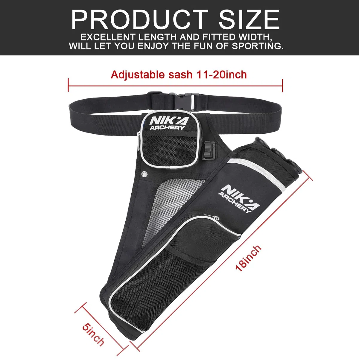 Carcaj de tiro con arco para flechas, carcaj de flechas, bolsa con 3 tubos de flecha protegidos, cintura ajustable para adolescentes y adultos