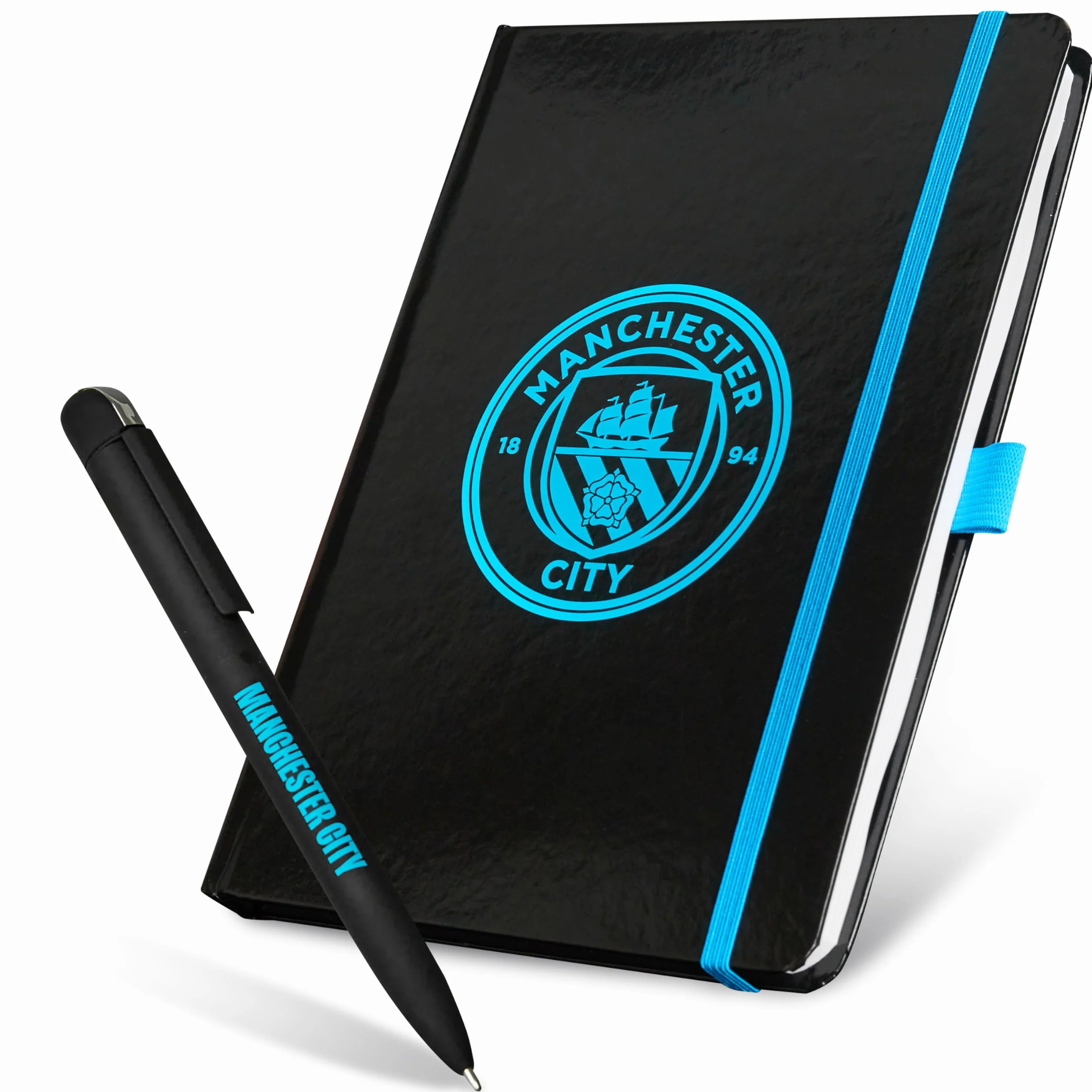Manchester City F.C. Supporters' Gear Stationery Set A4 cuaderno y bolígrafo, regalos