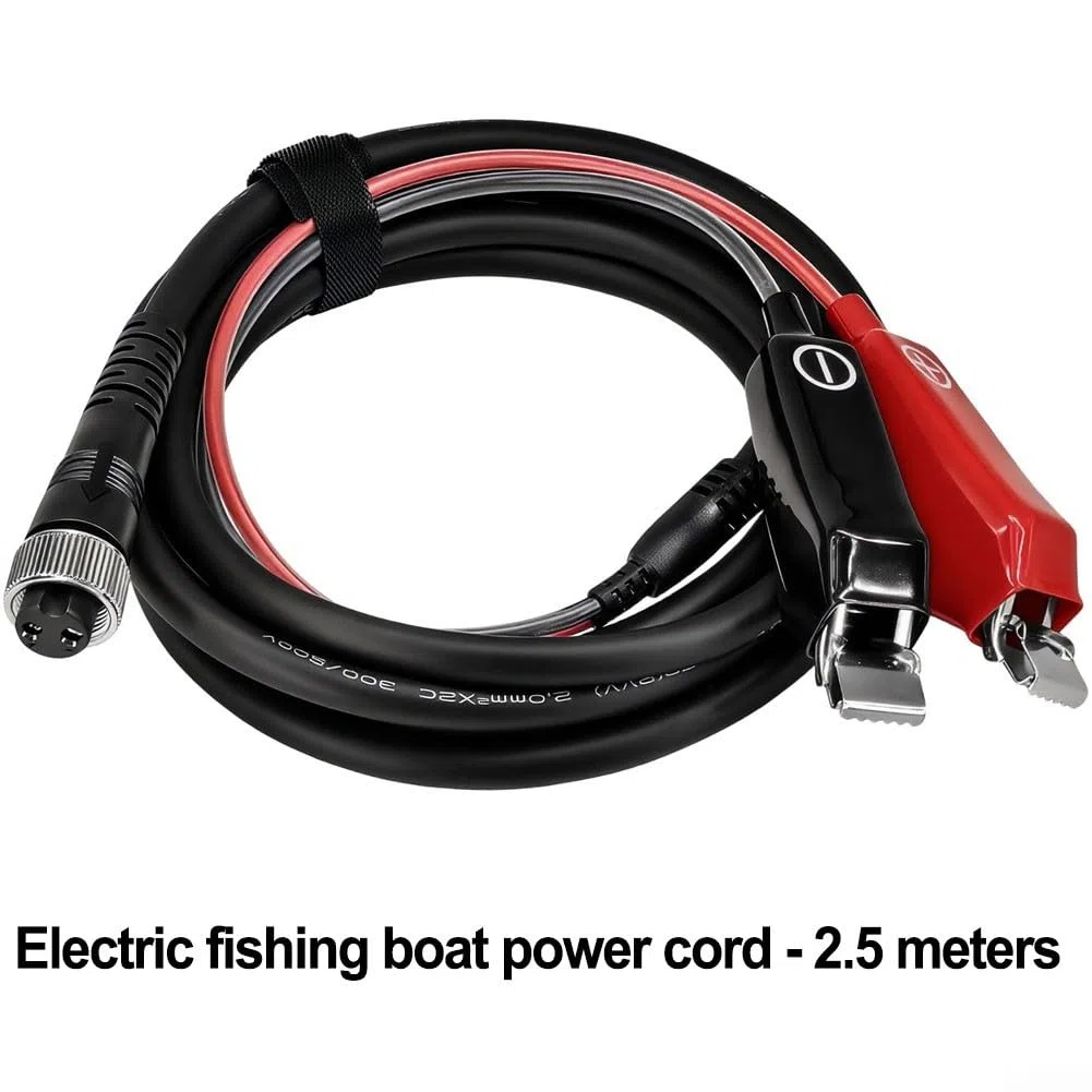 Cable de alimentación de carrete de pesca eléctrico de 2 m, 2,5 m, funda de silicona con clip de cocodrilo mejorado, negro y rojo, compatible con 300 500 750 MJ para SE (2,5 m)