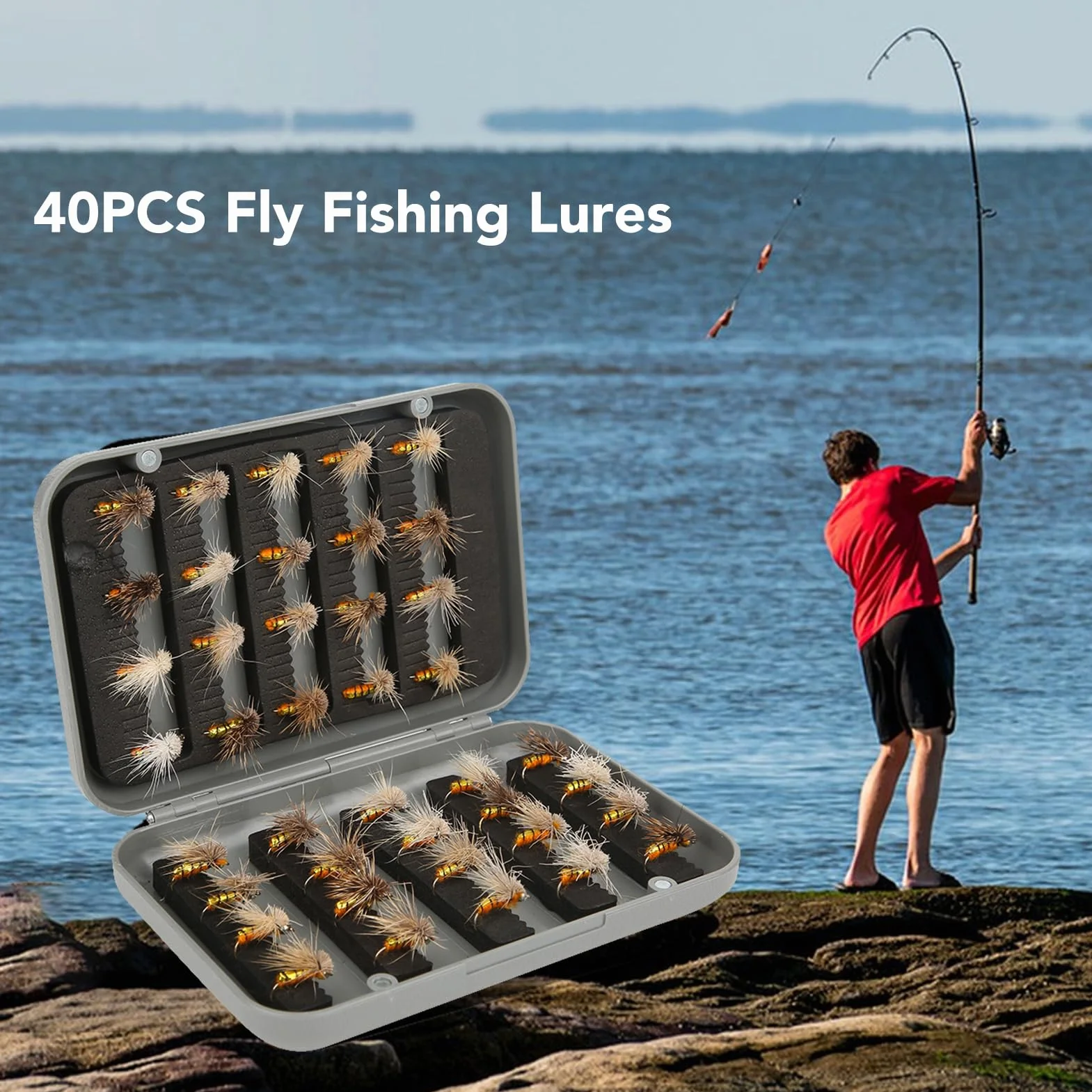 Moscas completadas, 40 piezas, moscas Tenkara, Kebari, moscas secas, pesca Tenkara, pesca con mosca, pesca de río, arroyo de montaña, pesca de trucha