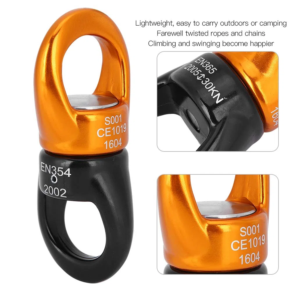Alomejor Rueda de Escalada Hamaca Colgante Giratoria Polea de Escalada Conector Fijo de rotación Herramienta Universal de Escalada en Roca