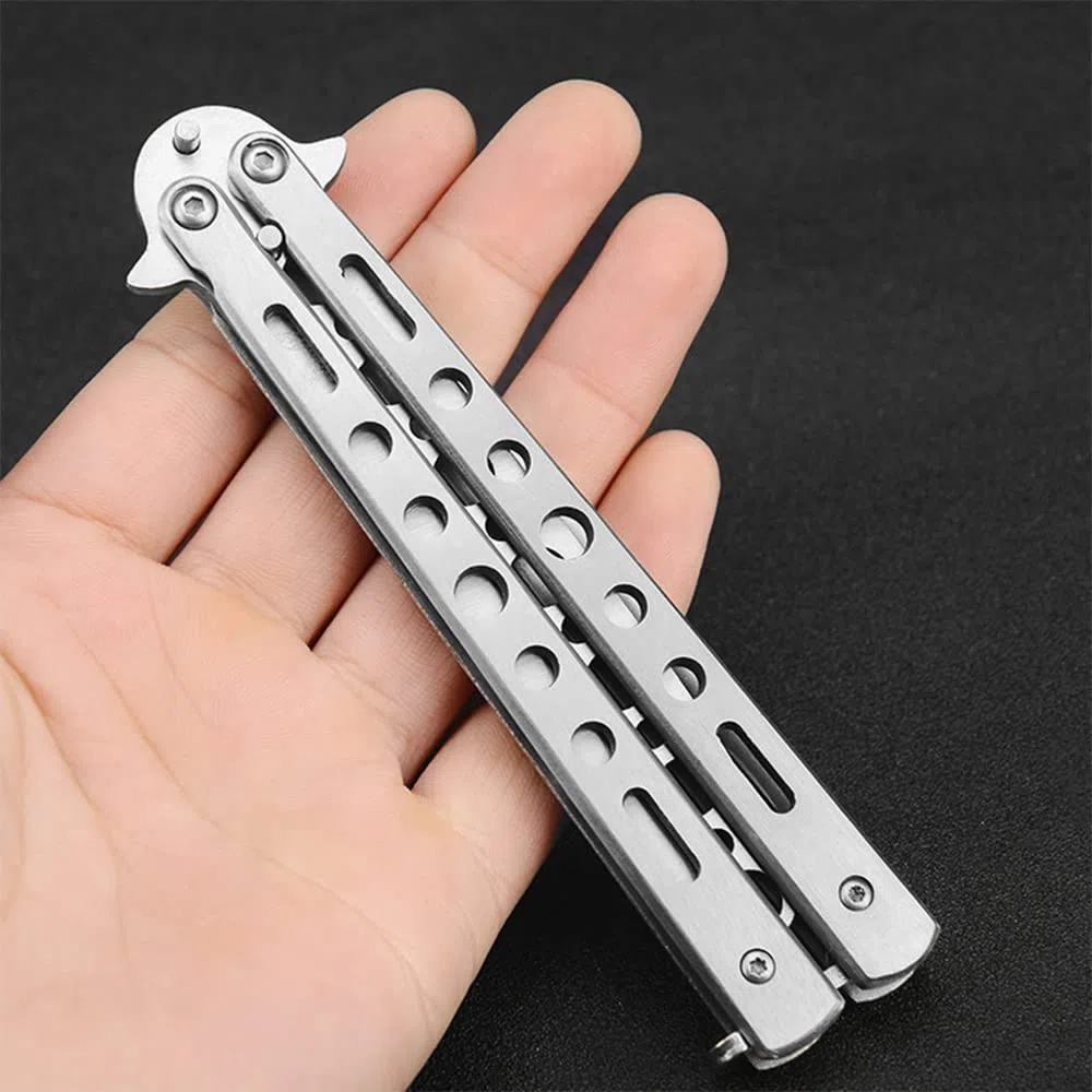 Cuchillo Entrenamiento de Mariposa, 3 PCS Sin Filo Balisong Trainer Navaja de Práctica