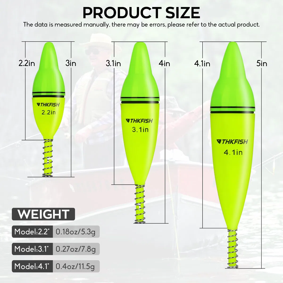 THKFISH 4 unidades de flotadores luminosos LED para pesca nocturna, flotadores luminosos para peces de pez y lucioperca y waller