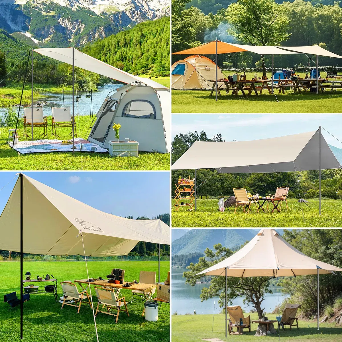 Postes de Lona de Camping, 2 Ajustable Barras Telescópicas para Toldo Camping, Postes de Repuesto para Toldo Varillas Tienda Campaña para Tienda de Campaña, Lona