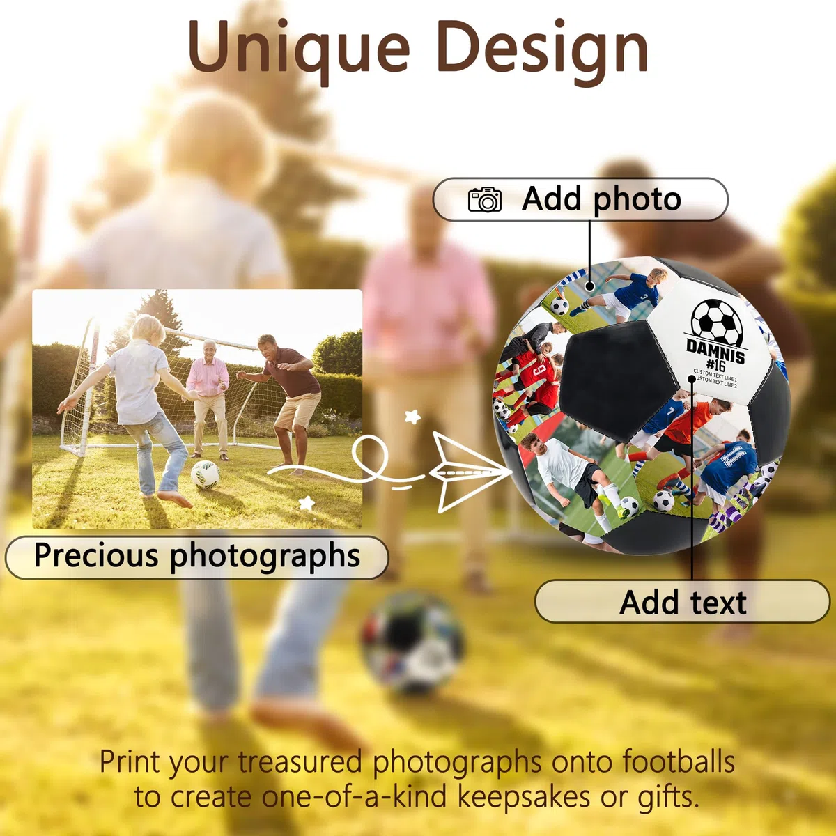 Balón de Fútbol Personalizado con Foto y Nombre, Recuerdo Personalizado de la Carrera Futbolística, Regalos de Fútbol para Hijo, Novio, Fanático del Fútbol, Papá, Entrenador, Cumpleaños, Graduaciones