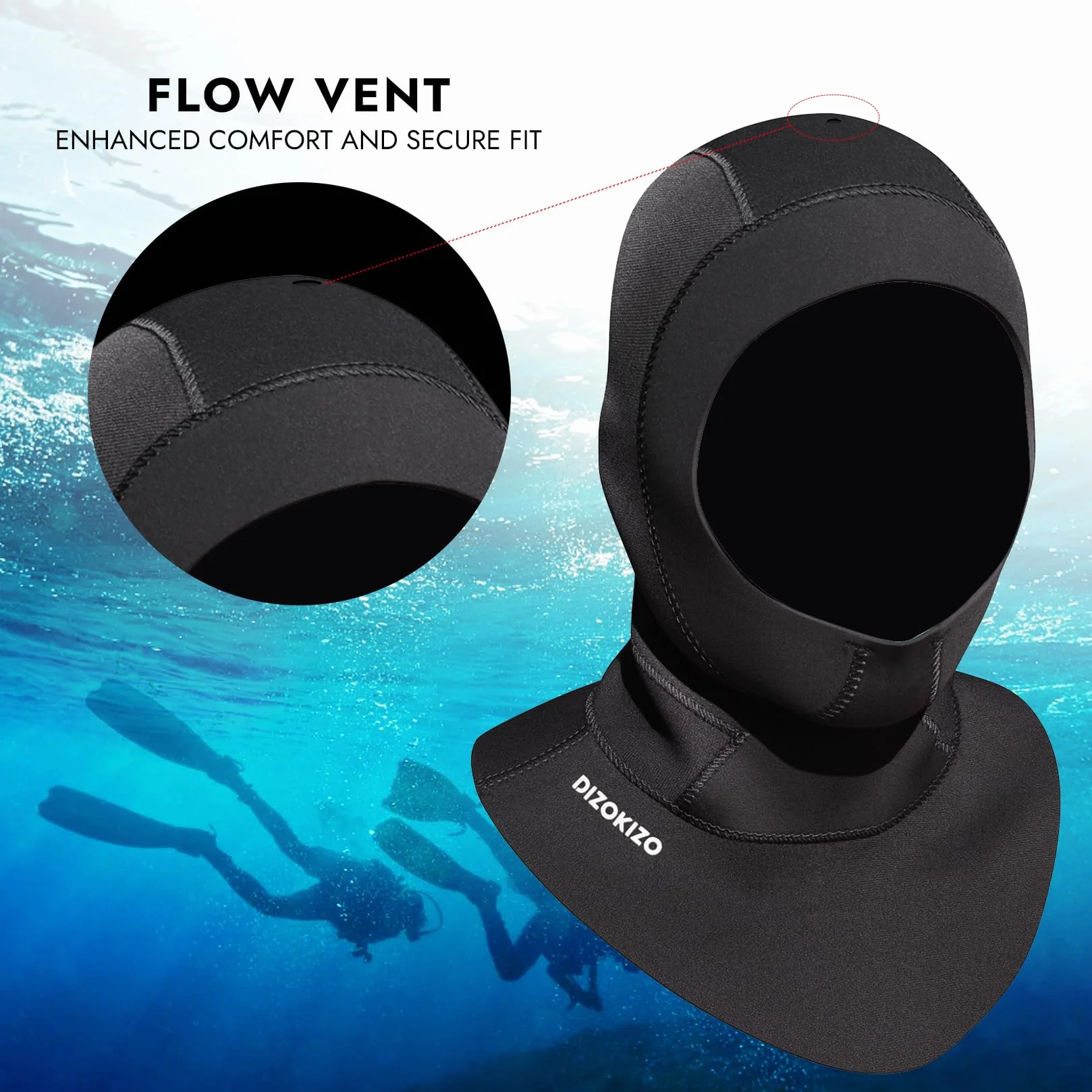 Pasamontañas de neopreno térmico con capucha de 3 mm, gorra con ventilación de flujo, impermeable, para buceo, natación, surf, Snorkeling, para unisex adultos