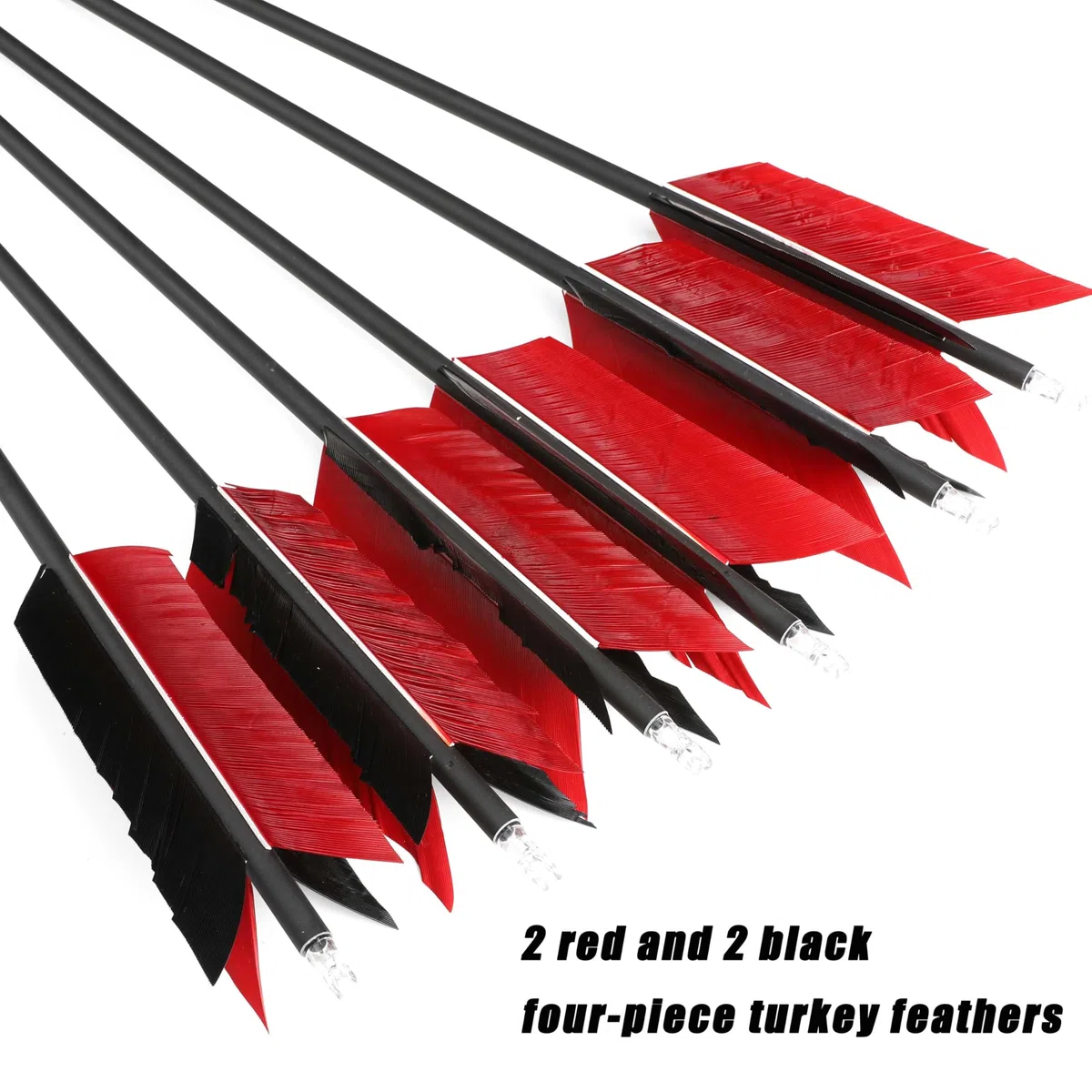 Flecha de Carbono de 30 Pulgadas Flu-Flu Flecha con 4pcs Plumas de Pavo Fletching 500 Spine Flecha de Tiro para Arco Compuesto Arco Recurvo 6/12pcs