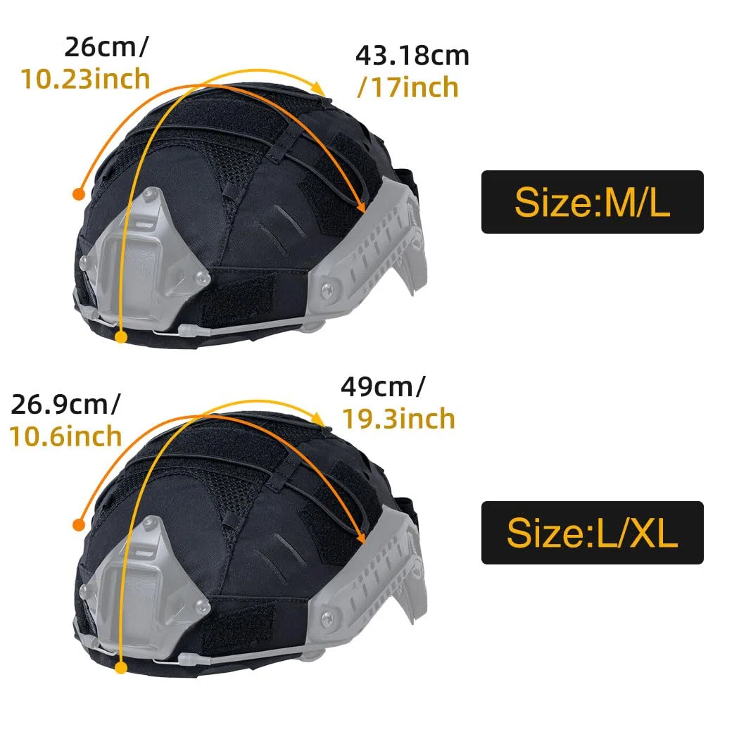 IDOGEAR Funda Táctica para Casco con Bolsa Trasera para batería para M/L/XL Fast PJ BJ MH Kit de Contrapeso para Casco