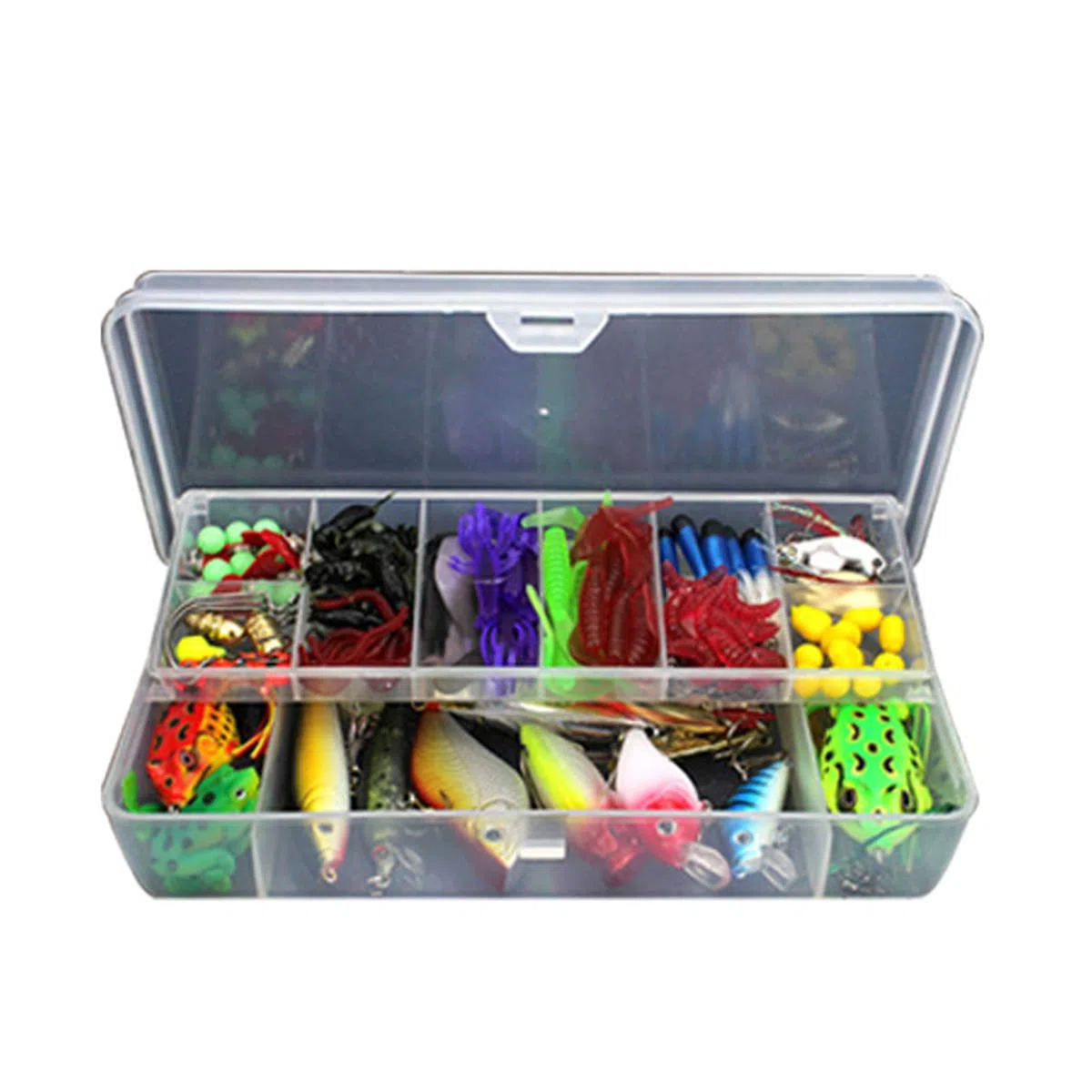 RoseFlower Kits de señuelos para Pesca Cebos Artificiales de Pesca Cebo Duros/Suaves Incluye Ranas, Giratorios, Cuchara, Manivela Anzuelos - Pesca Accesorios para Pesca de Trucha, Bagre y Lucio