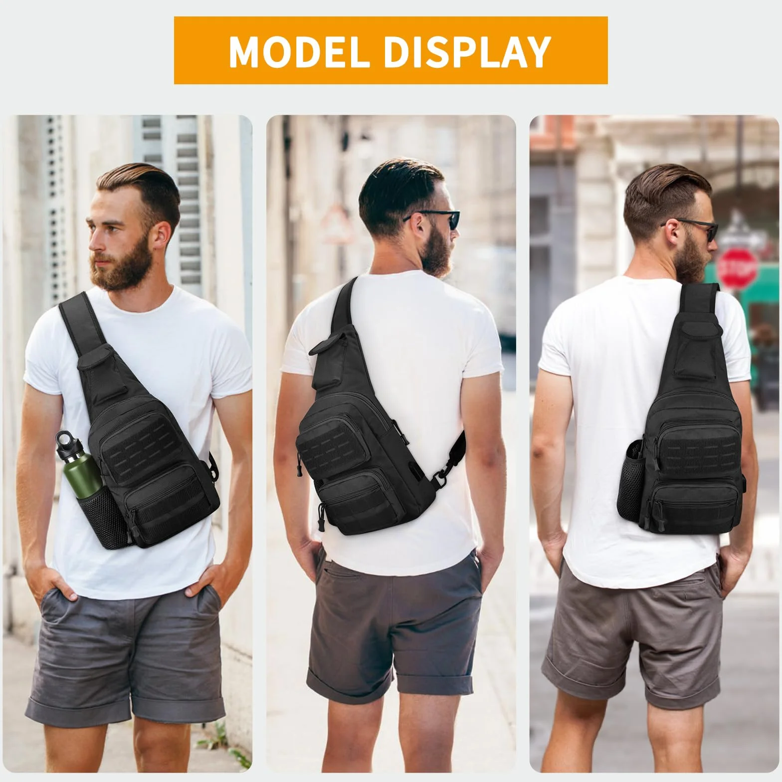 HUNTVP Bolsa Pecho Táctical Mochila de Pecho Bolsos Bandolera para Hombre Mujer Riñonera Mochila Militar Impermeable Adecuado para Correr Senderismo Ciclismo Camping