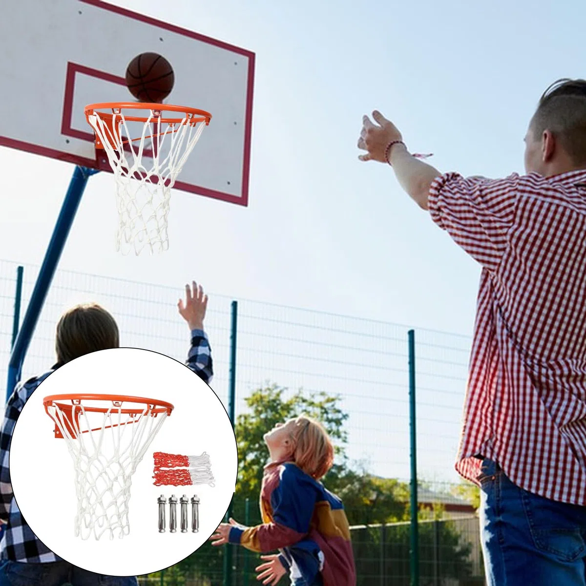 Canasta De Baloncesto, Aro De Baloncesto De Pared, Aro De Metal De 35 Cm con Red, Canasta De Basquetbol Profesional para Uso Interior Y Exterior, Resistente A La Intemperie,Incluye Aguja De Inflado