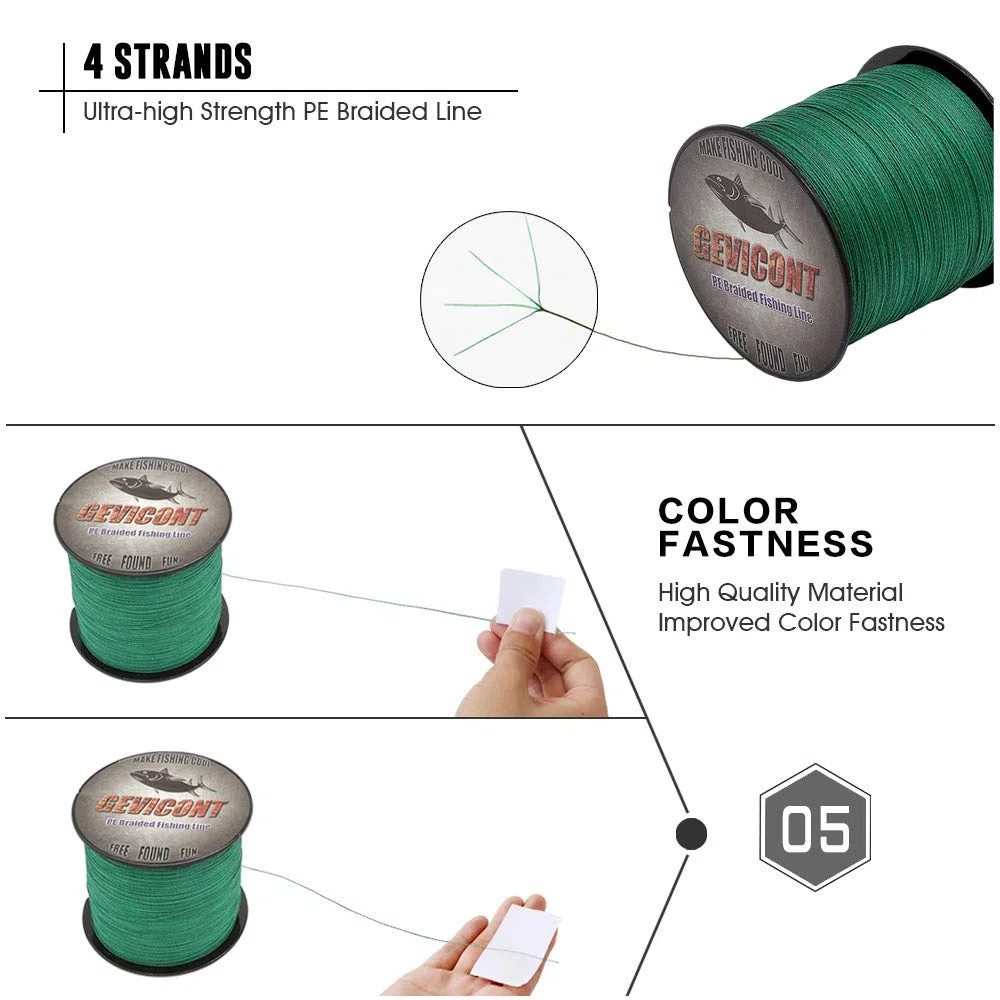 300m-328yds 500m-547yds 1000m-1094yds 100lb-100lb Pe Dyneema línea de pesca trenzada 4 hebras