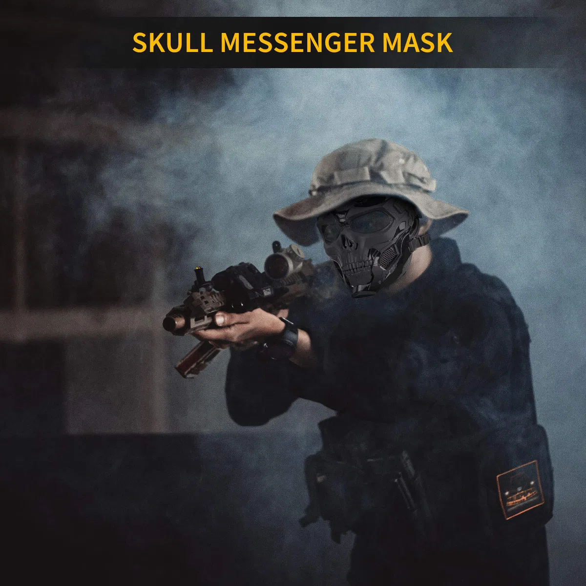 Huntvp táctica Máscara Skull Protectora Máscara Militar Paintball para Hombres Airsoft CS Cosplay Halloween,Skull-Negro