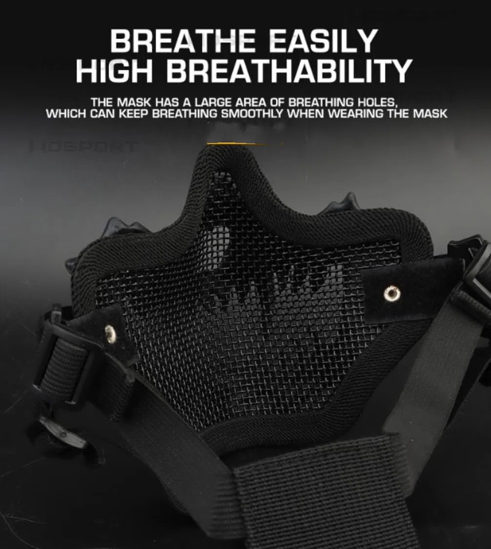 Peminkoo Máscara de Airsoft para Cosplay, máscara Multiusos de Media Cara, Correa Ajustable, Tocado Transpirable, Accesorios para Cosplay