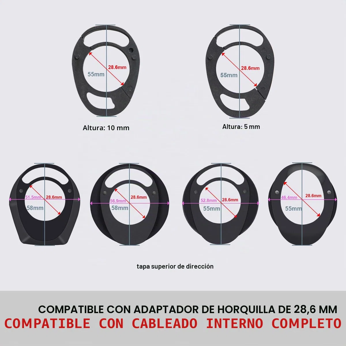 RXL SL Espaciadores para Bicicletas,espaciadores Horquilla Bicicleta,Spacer 1 1/8 zoll,Espaciador de Auriculares