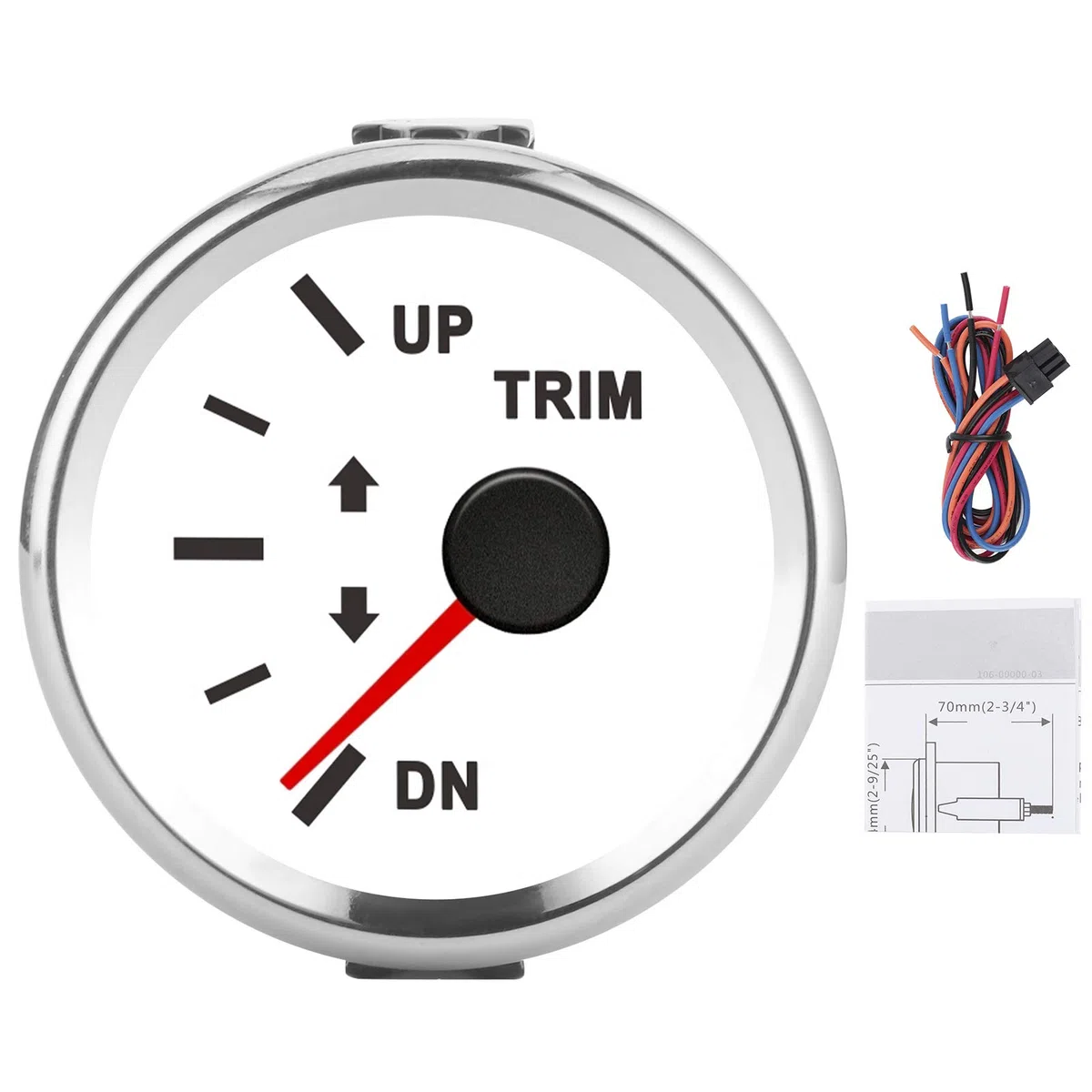 Trim Gauge IP67 a prueba de, Yosoo de agua 9-32 V CC 52 mm Indicador de equilibrio de compensación de barco para barco Yacht Marine(Marco plateado sobre blanco)