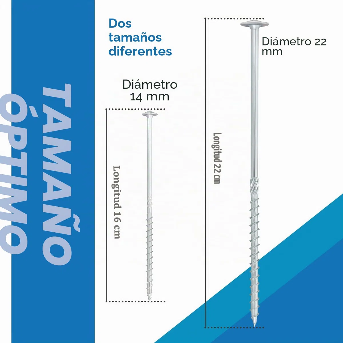 18 piquetas de tornillo para tienda de campaña, incluye accesorio de punta y 18 arandelas, caja de transporte para camping, fijación de tiendas de campaña, caravana o tienda de campaña antitormentas