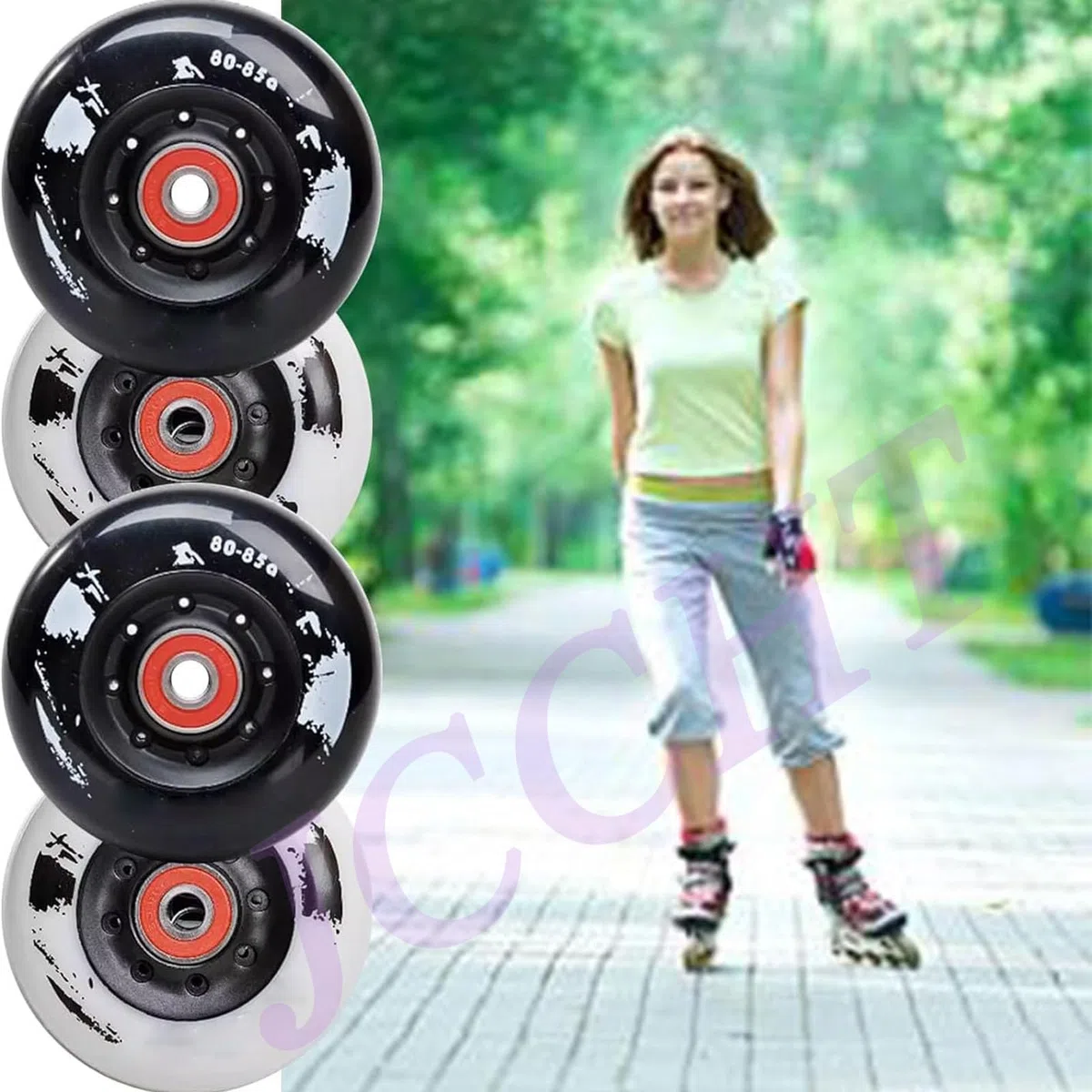 Ruedas de Patines en línea 85A con rodamiento ABEC-7 de 72 mm, 76 mm y 80 mm para Hockey sobre Patines. Ruedas de Repuesto para Patinaje.