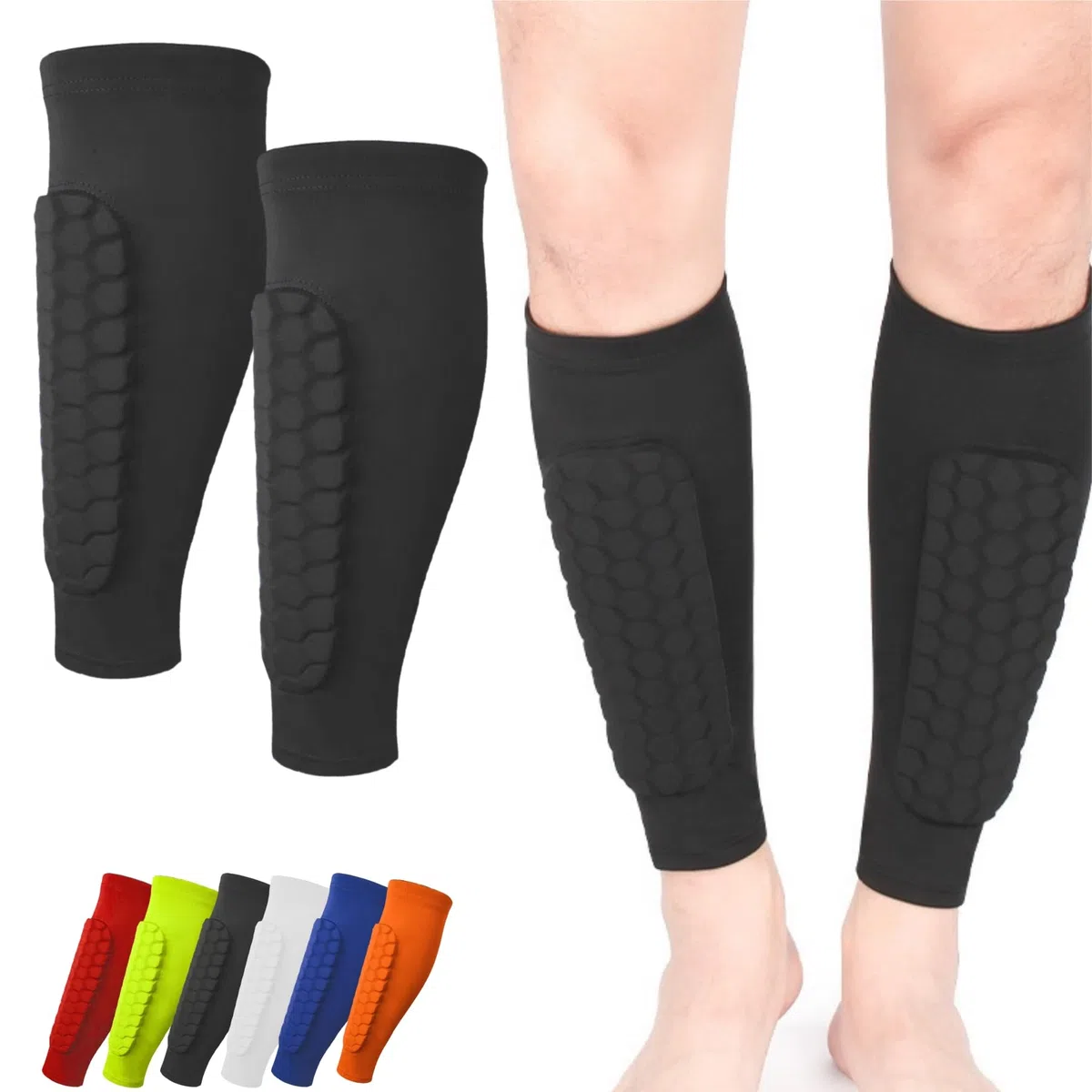 Shin Defender Shin Guards, Ski Sports Elastic Shin Bang Protetcor with Honeycomb Pads for Kids and Aldult