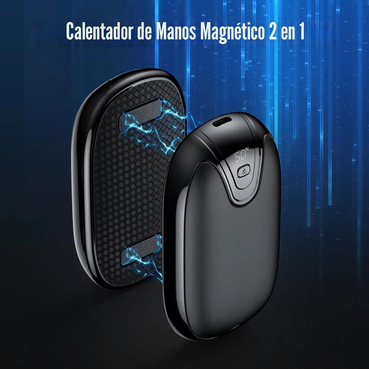 Calentadores de Manos, Calentador de Manos magnético Recargable 2 en 1, Calentador de Bolsillo portátil de Larga duración, Pantalla Digital LCD, Calentador de Manos Reutilizable, Rejilla para