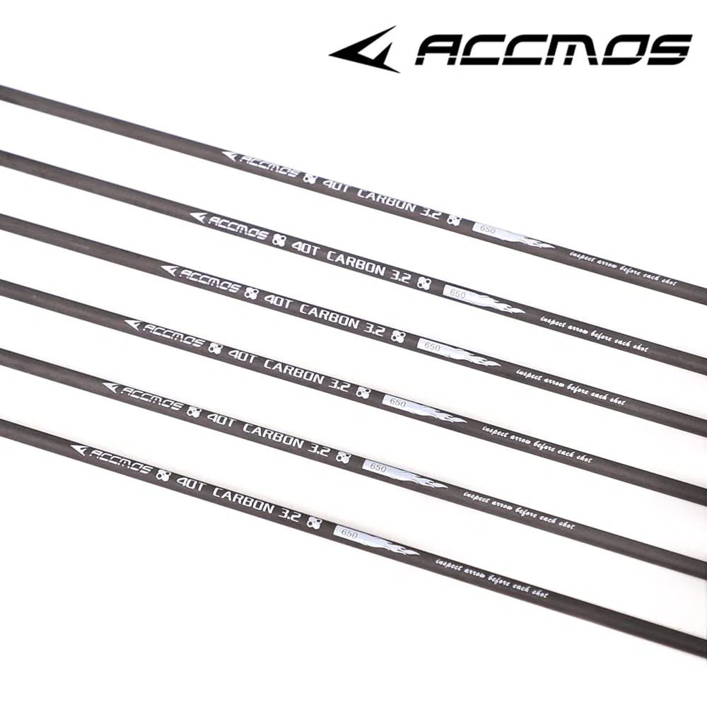 ACCMOS 12 pz Concurso Flechas de Práctica ID 3,2 mm 40T Flecha de Carbono Spine 350 400 450 500 550 600 650 700 750 800 850 900 1000 Tiro al Arco Flechas
