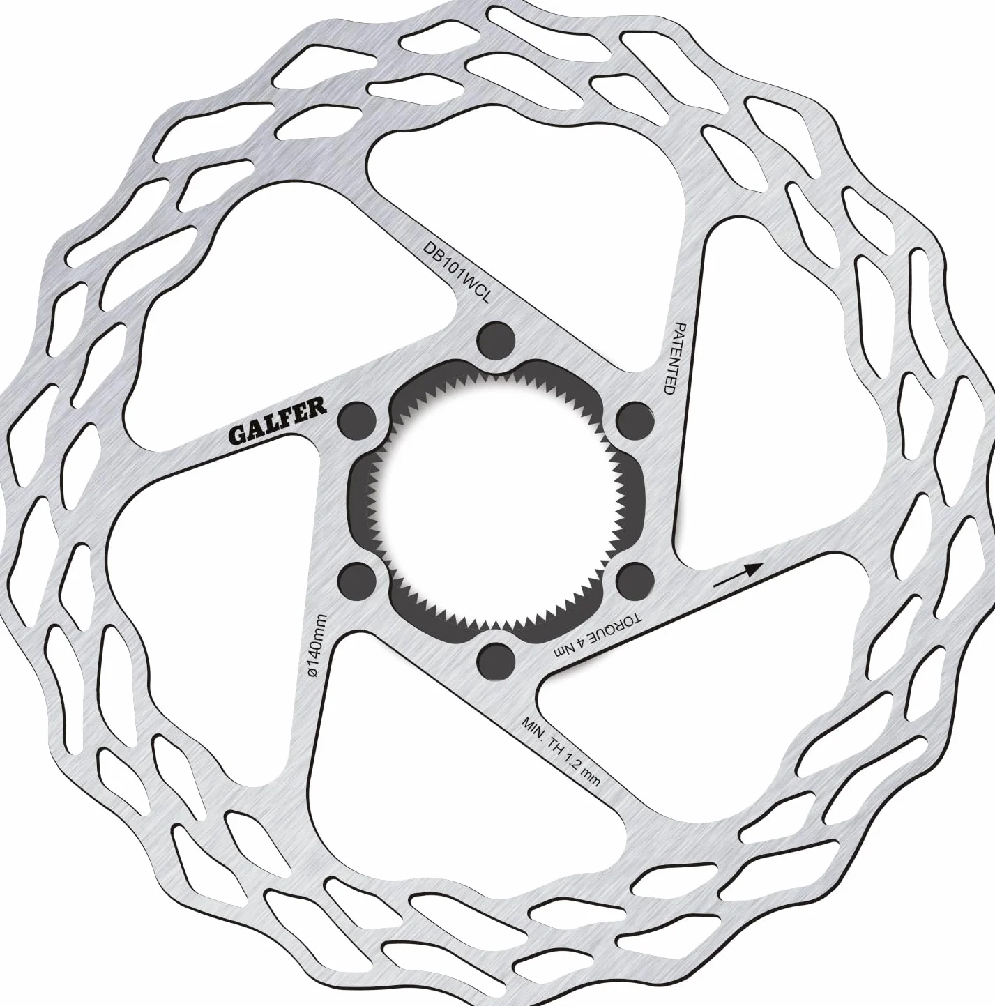 Disco de freno Galfer Road 140mm X 1.8mm, Negro