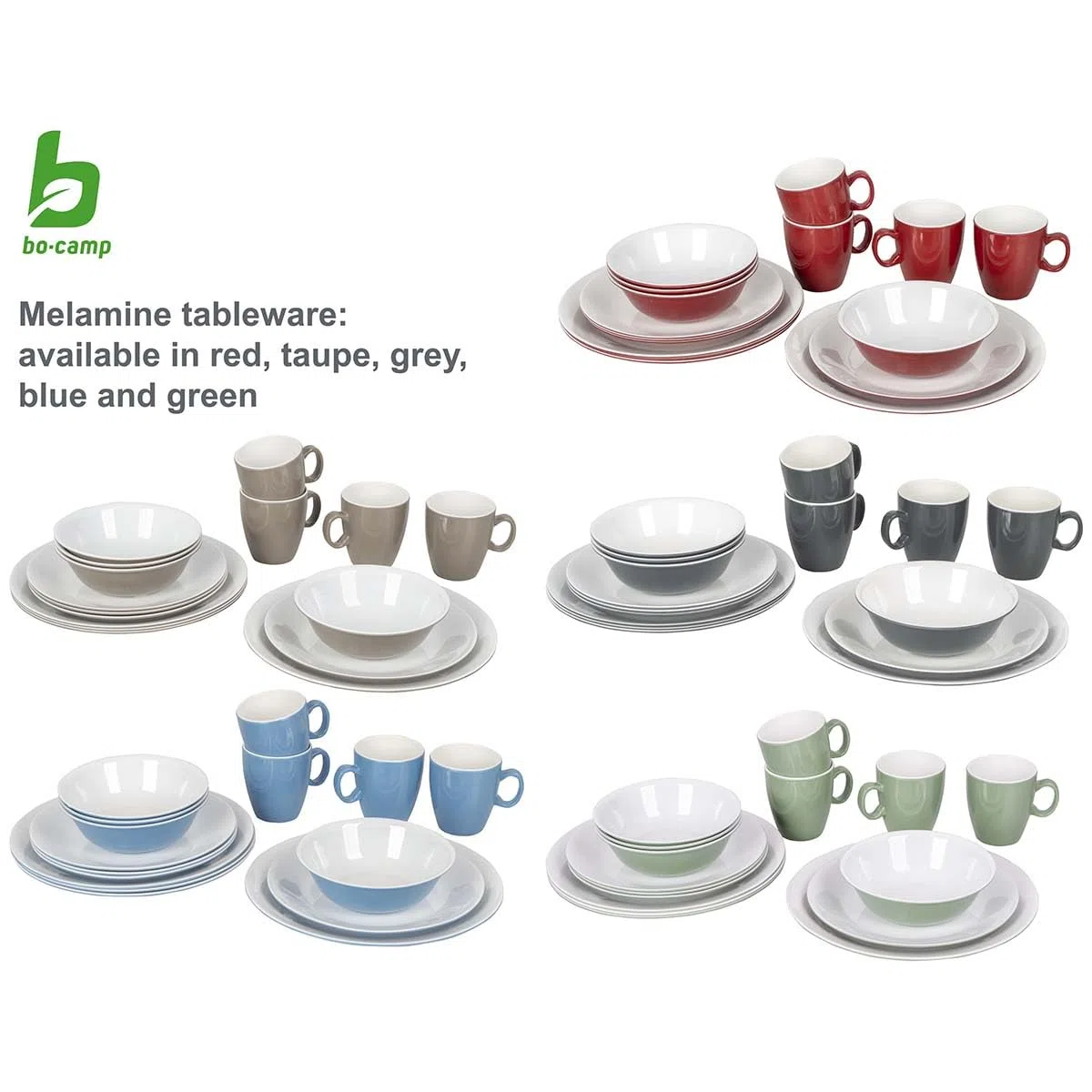 Bo-Camp - Vajilla - 16 Piezas - Bicolor - Gris