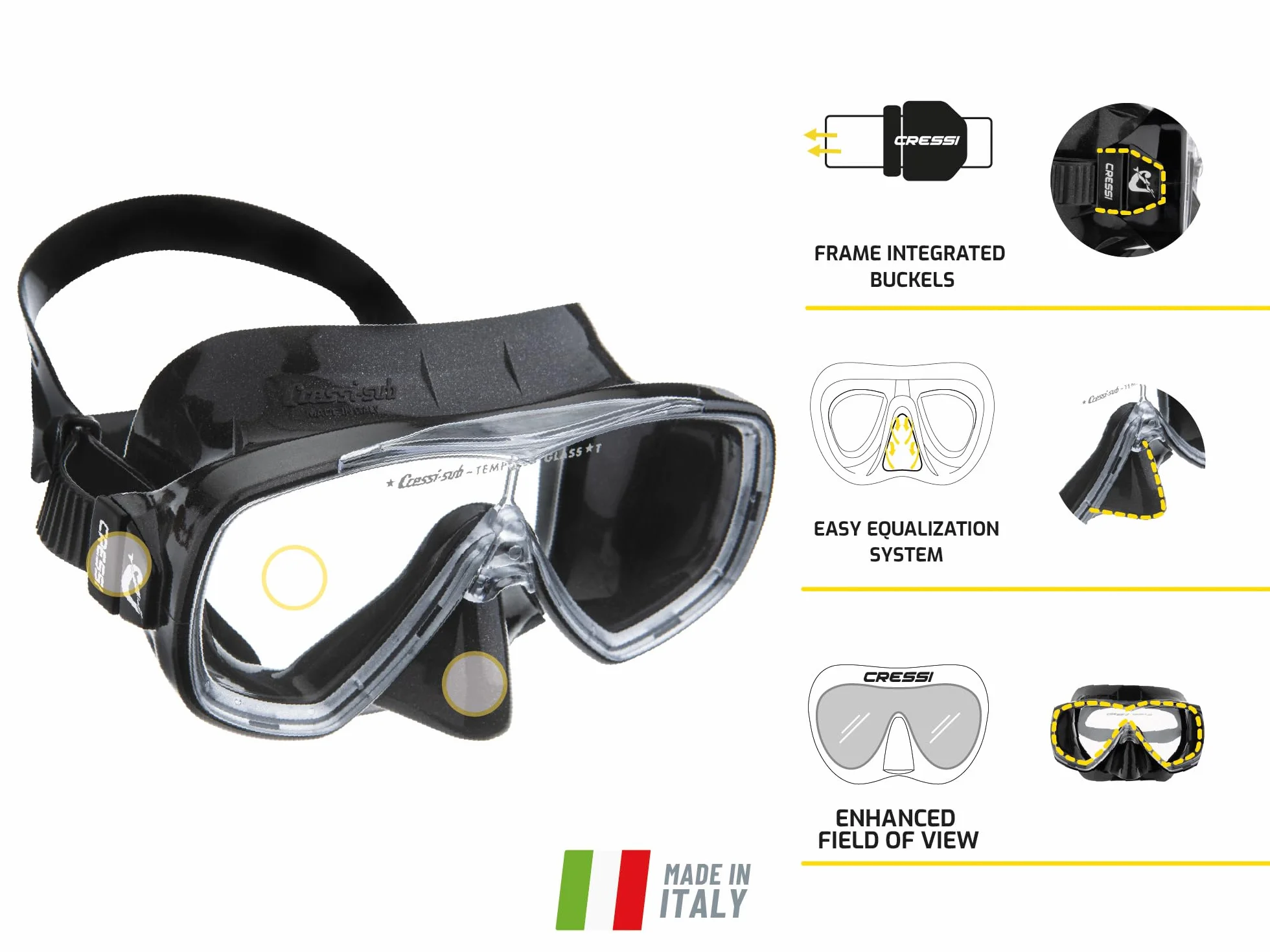 CRESSI Onda - Single Máscara Onda o Set Combinado Máscara Onda + Snorkel Mexico para Buceo y Snorkeling, Talla Única, Unisex