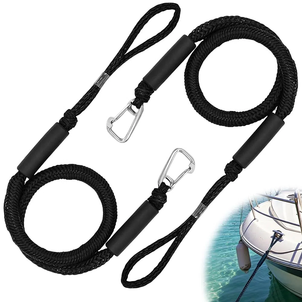 Cuerda de Amarre para Barco, 2 Piezas Cabo Amarre Barco, Bungee Dock Line Elástico con Gancho, Accesorios para Barcos Muelle para Barcos, Lanchas a Motor, Kayak, Canoa