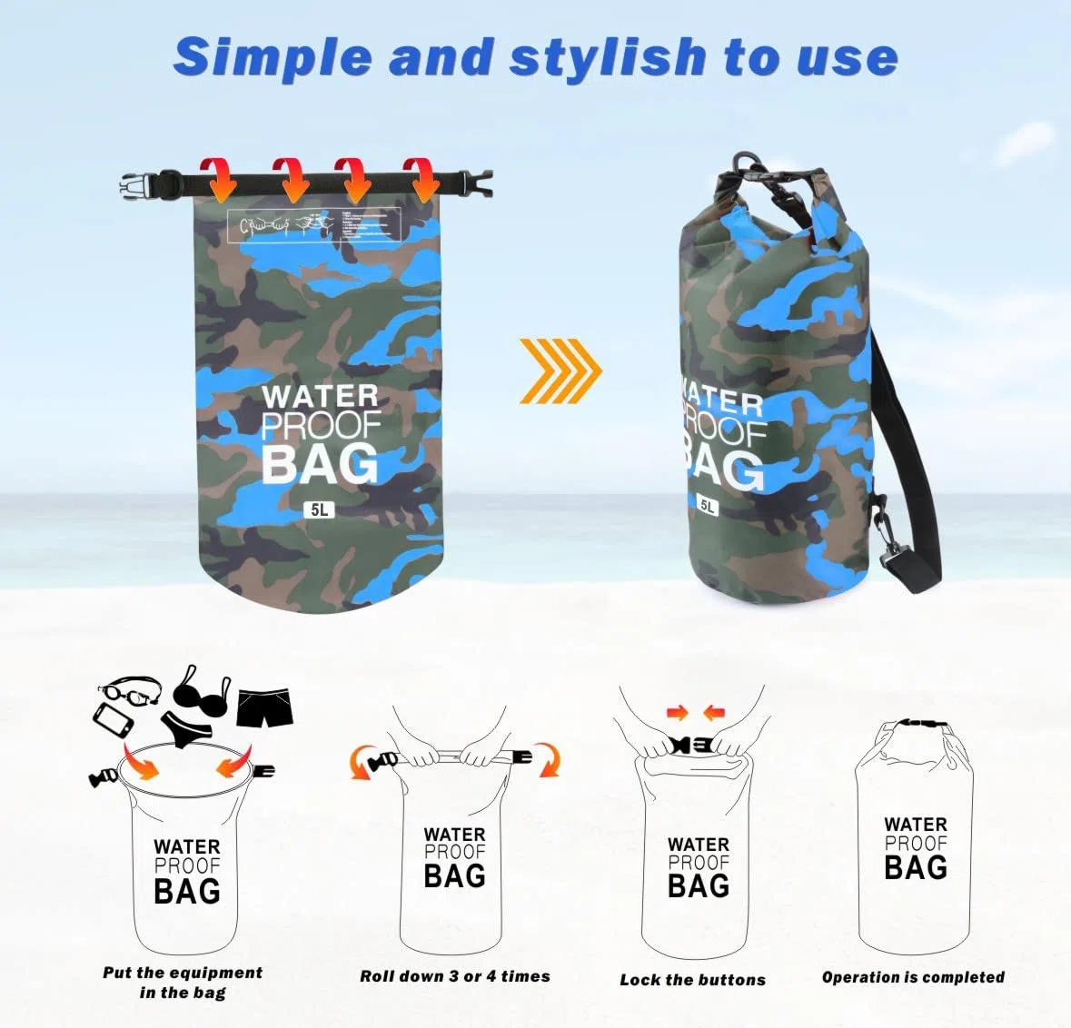 Bolsa Seca Impermeable, Mochila Seca Flotante Bolsa de Playa Saco seco liviano para la Playa, Paseos en Bote, Pesca, Kayak, natación, Rafting, Camping 5L 10L 15L 20L 30L