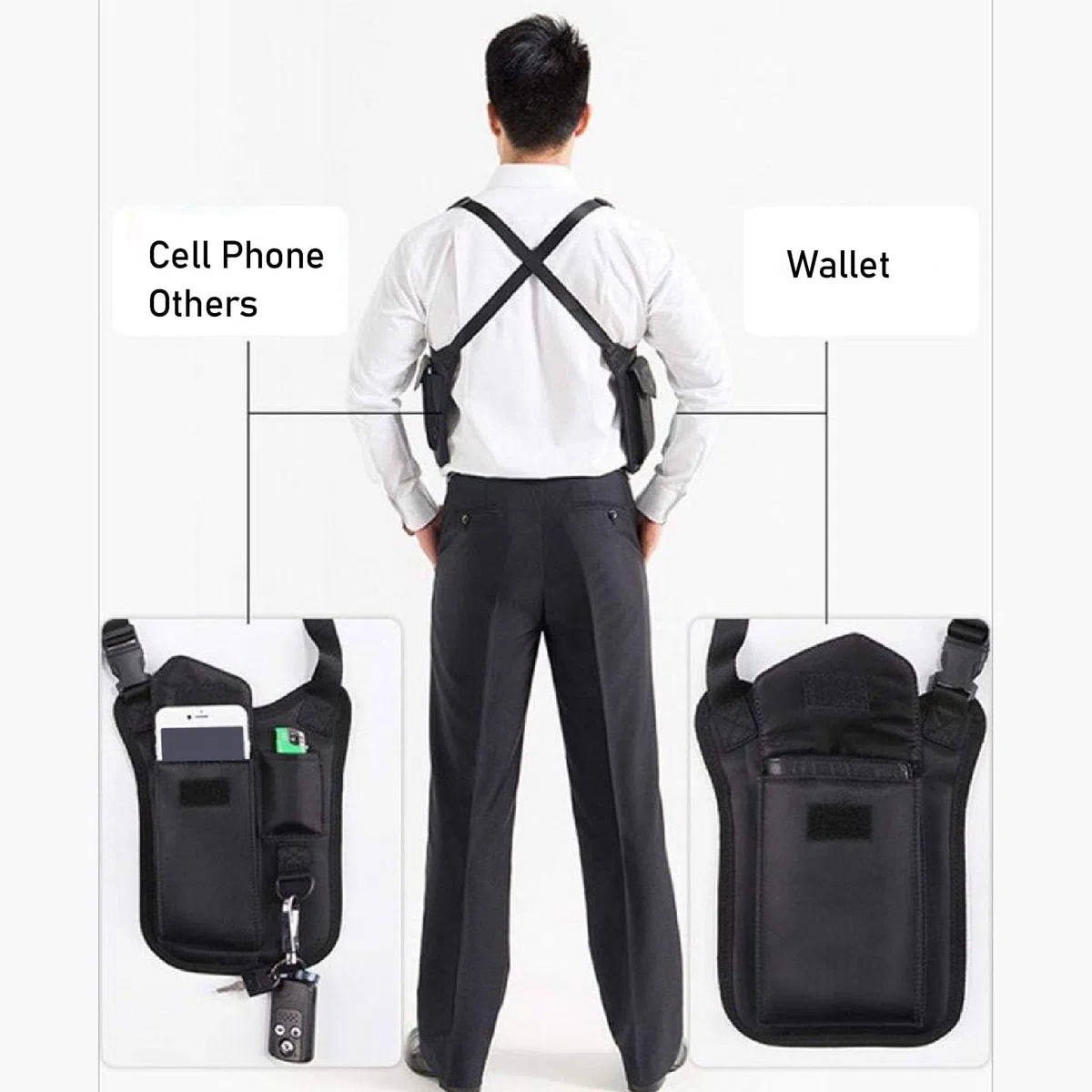 Dilwe Bolsa Antirrobo para Axilas, Bolsa Portátil Ajustable de Poliéster con Doble Hombro para Llaves del Teléfono, Viajes, Montañismo y Diario