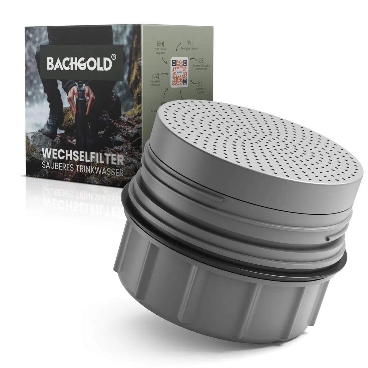 Bachgold Filtro cambiante con capacidad de filtro de 1500L I Elimina el 99,99 % de las bacterias y filtra microplásticos,partículas y cloro I A prueba de interrupción y crisis, para botella de 500ml