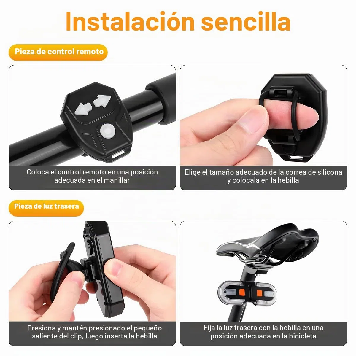 Luz Trasera Bicicleta Potente LED con Intermitentes y Mando – Luz Bicicleta Trasera Recargable USB, IPX4 Impermeable – Luces para Bicicletas, Luz Trasera Bicicleta Seguridad