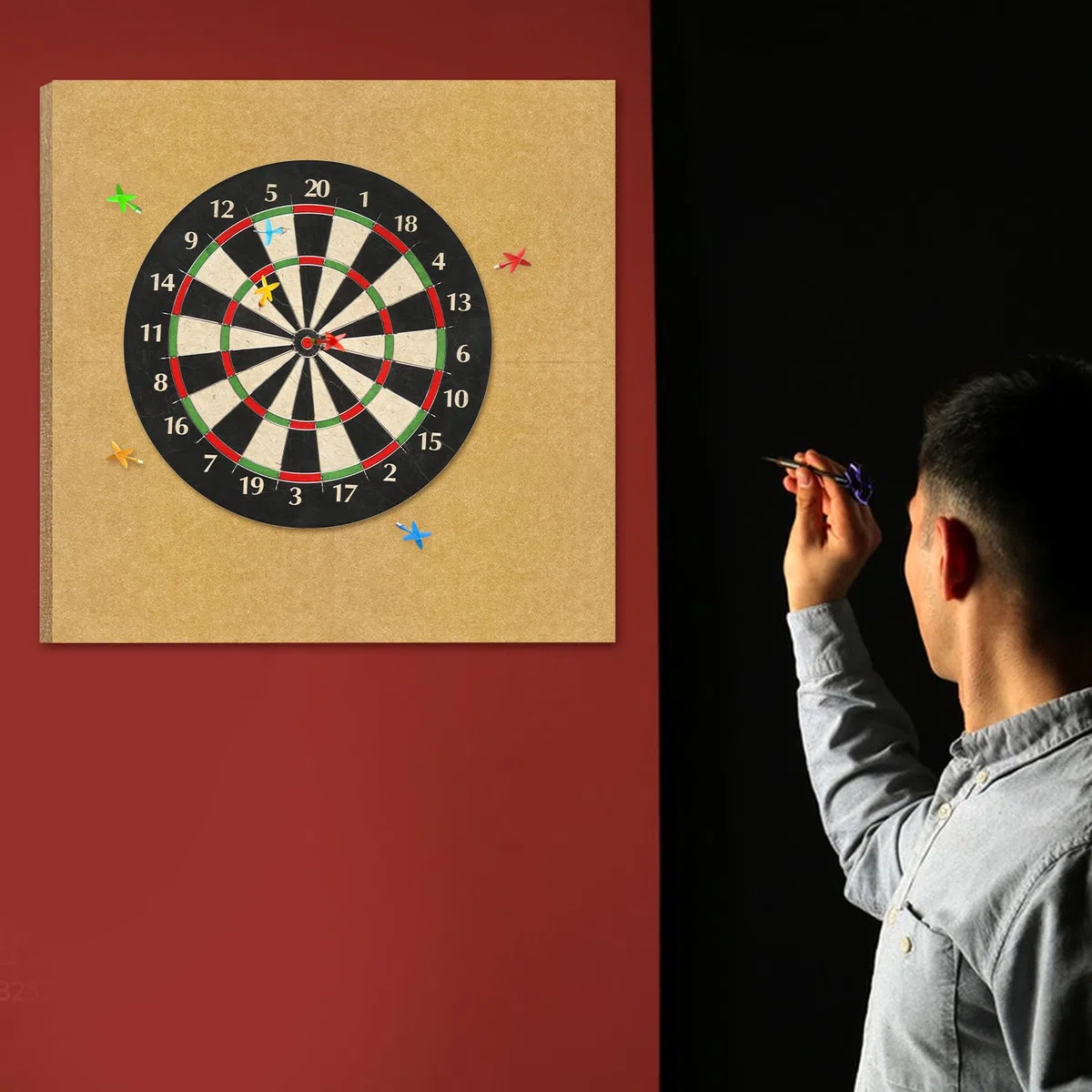 Keagan Dart Board Wall Protectors Dartboard Surround Cork Self-Adhesive Spliced Wall Surround Board Easy Assembly Dart Surround Cork Dart Board Wall Protector Tan