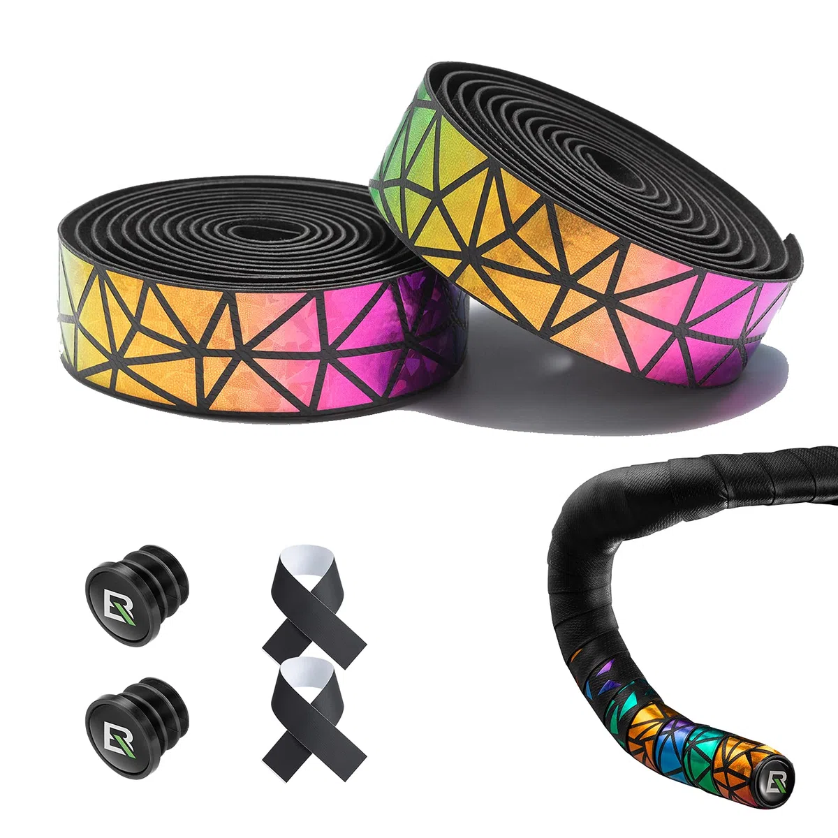 ROCKBROS Cinta Manillar Bicicleta Carretera, 2 Piezas Cinta Antideslizante con Tapones, Accesorio de Ciclismo