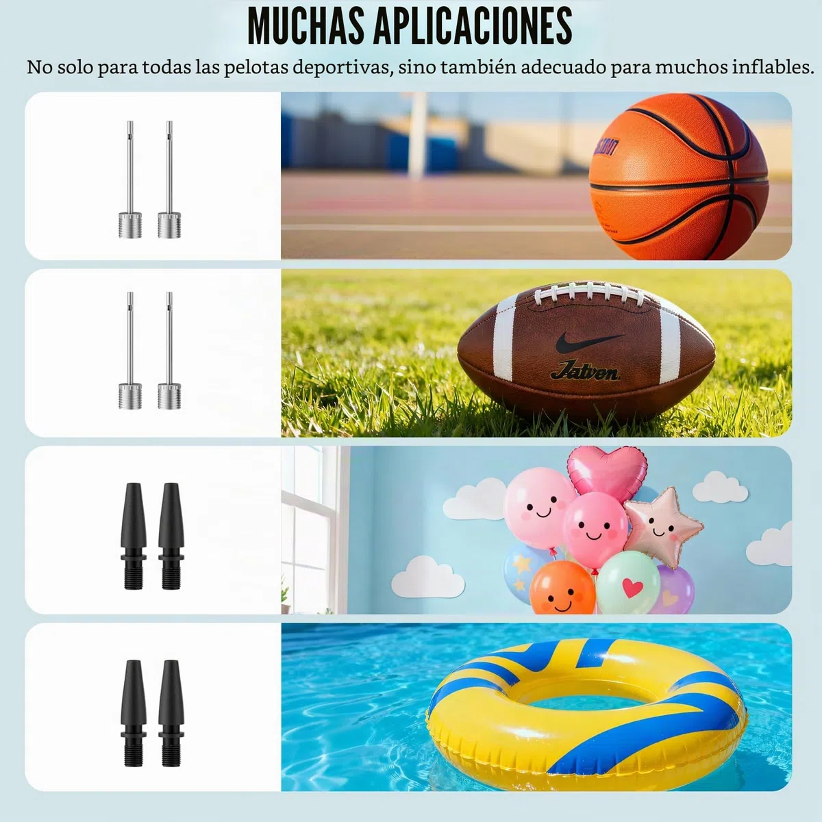 Bomba eléctrica para balones, Bomba automática portátil para inflado rápido de balones con manómetro preciso y Pantalla LCD Digital para Baloncesto, fútbol, Voleibol (2 Agujas y 1 Boquilla)