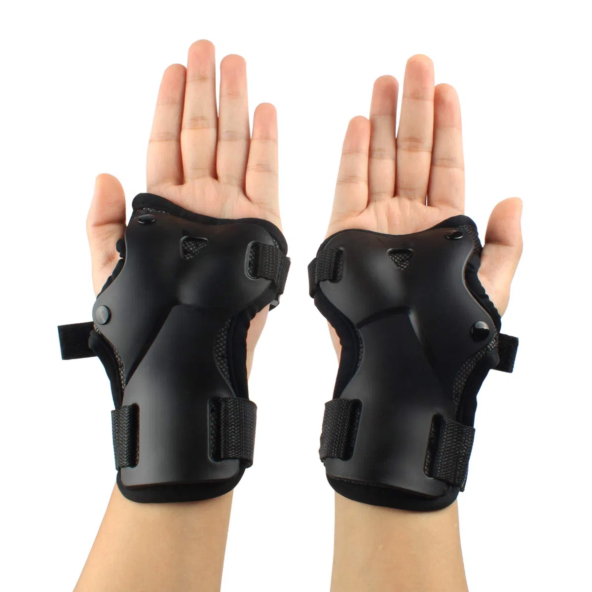 Andux Muñequeras de esquí extendidas de la protección de las palmas de la muñeca guanteletes duros ajustables HXHW-05