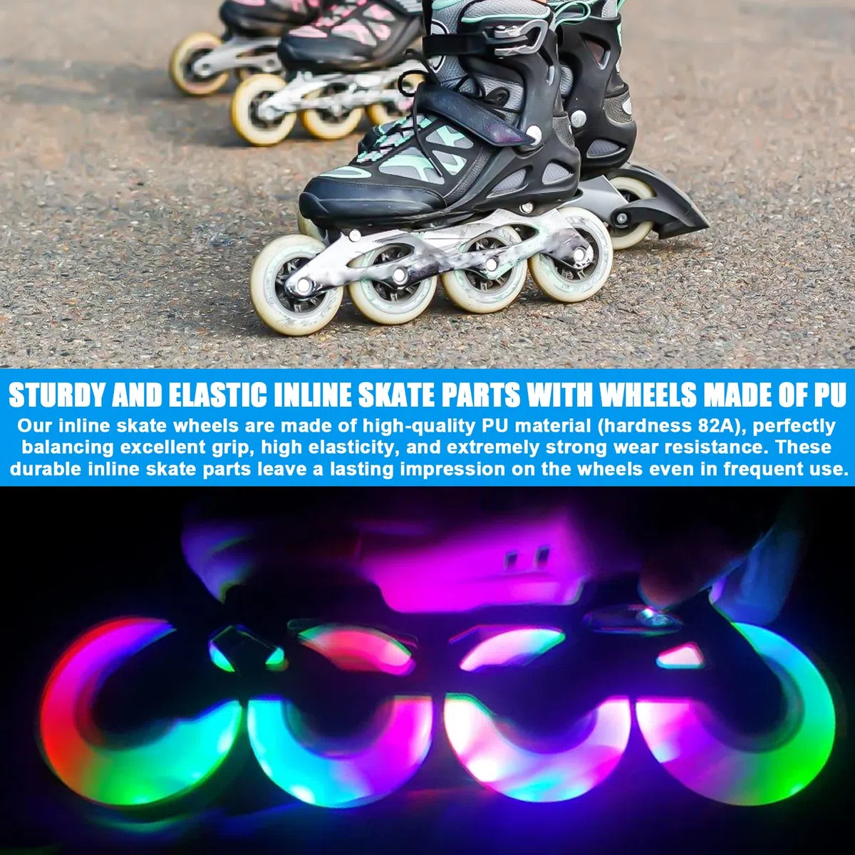 PORFOYO Ruedas para patines en línea, 8 unidades, 76 mm, ruedas universales de poliuretano para todo tipo de patines (76 mm)