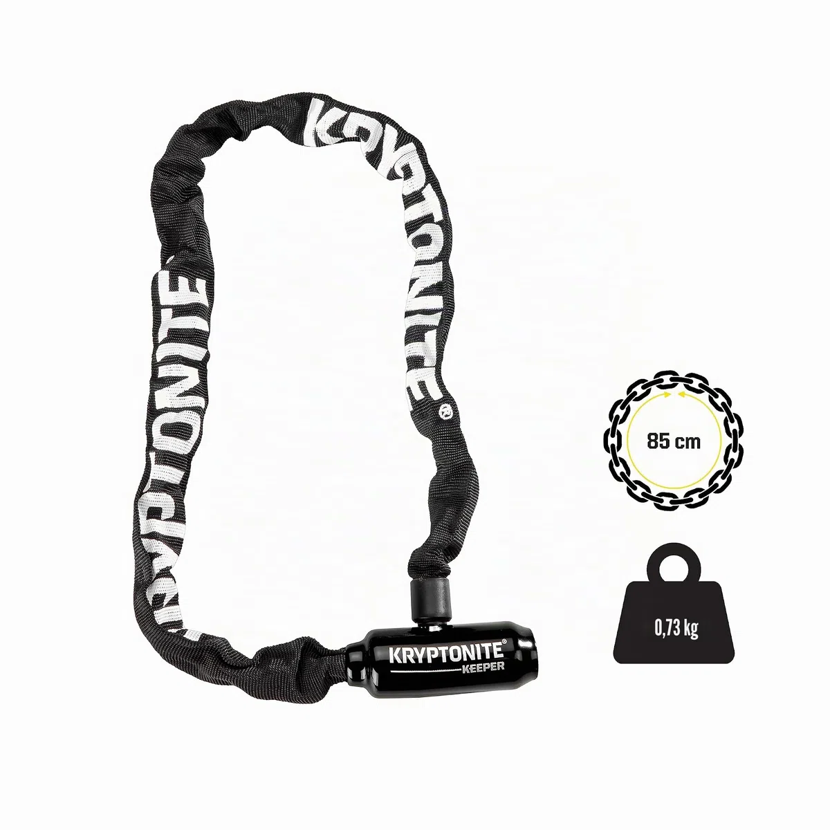 Kryptonite K004912 Acero Carbono Integrado Cerradura de Cadena, 85cm x 5mm