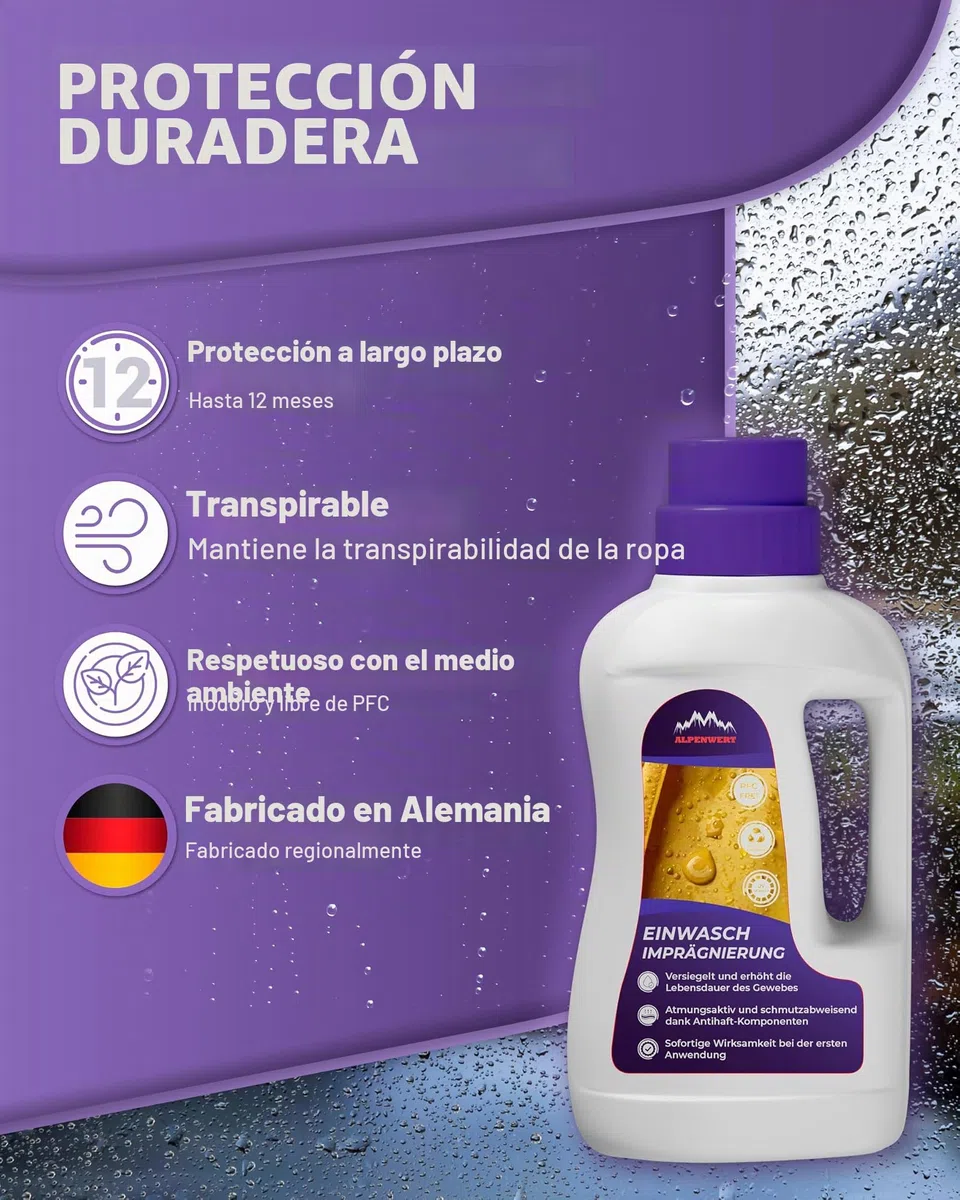 Alpenwert Detergente impermeabilizante para ropa exterior, funcional y de esquí, Gore-tex UVM