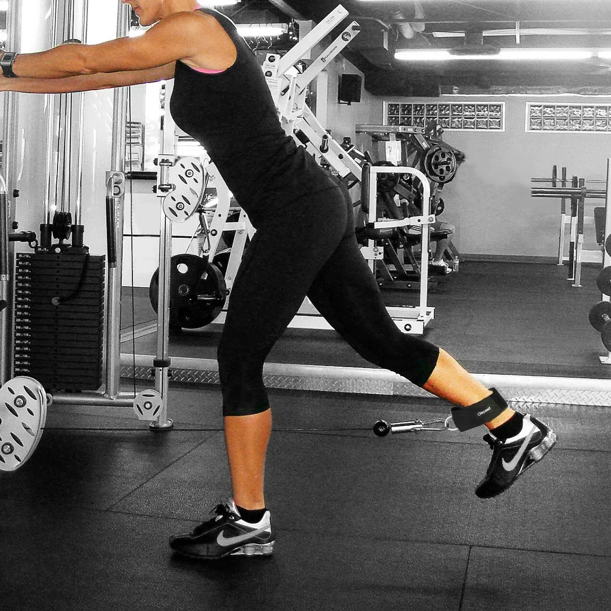 CLISPEED 2 correas para el muslo de fitness acolchadas con anillo en D y correa de tobillo para gimnasio, máquinas cable, correas el muslo, hombres y mujeres