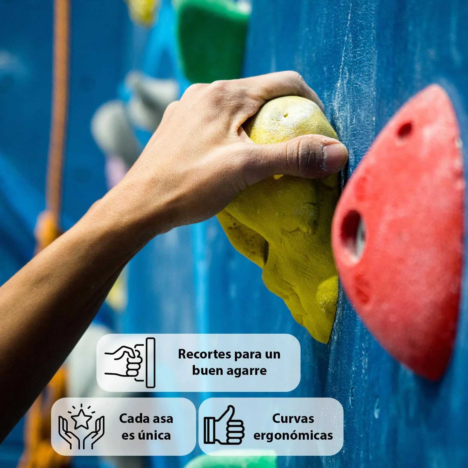 ALPIDEX 7 Presas De Escalada XL | Presas con Asas | Presas Extragrandes | Varias Formas Colores | Piedras Escalada | Bloques Escalada