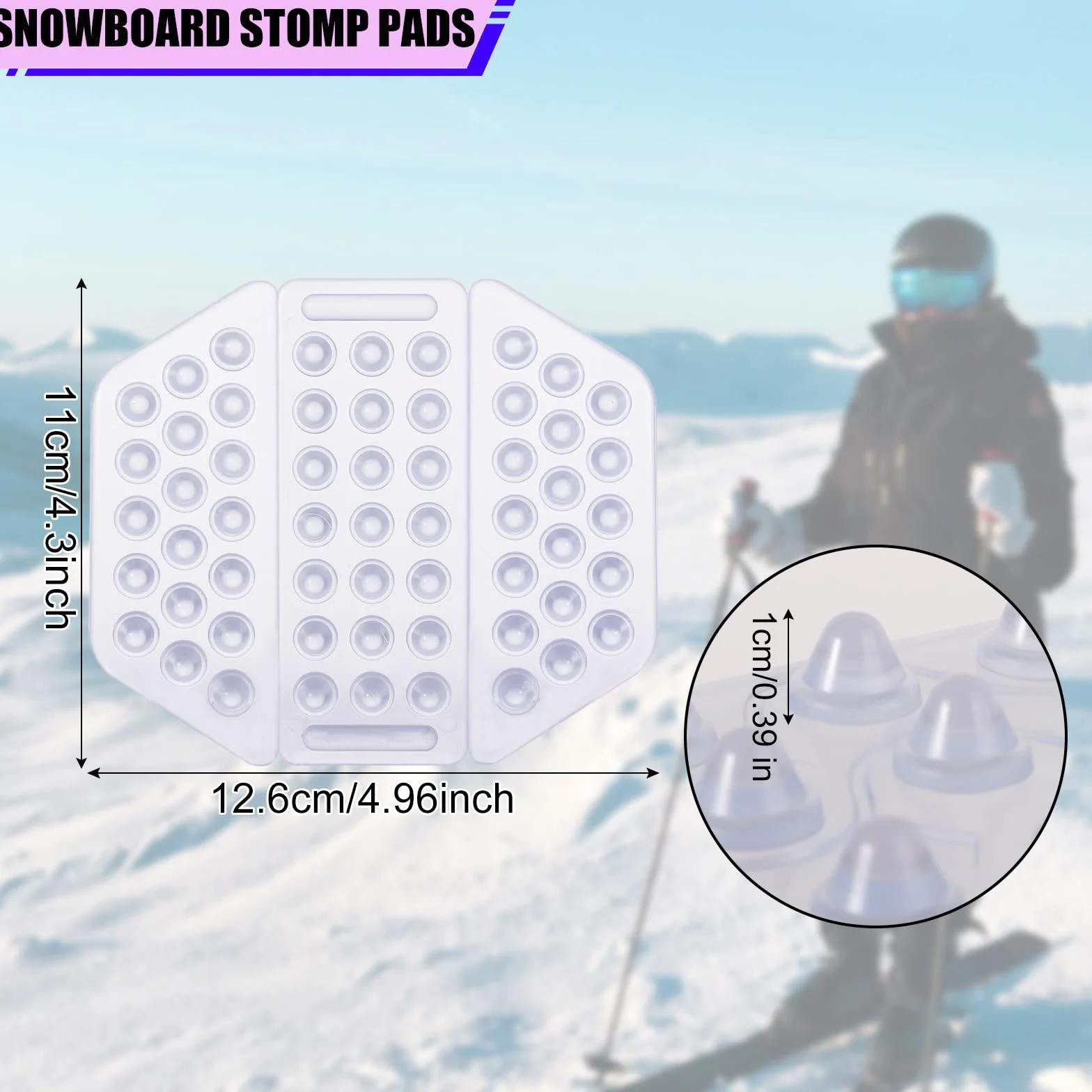 LUTER 6 Piezas Almohadillas para Stomp de Snowboard, Almohadilla para Pies Antideslizante Autoadhesiva Almohadilla para Stomp con Púas Proporciona Agarre Adicional para Snowboard Hombres Mujeres